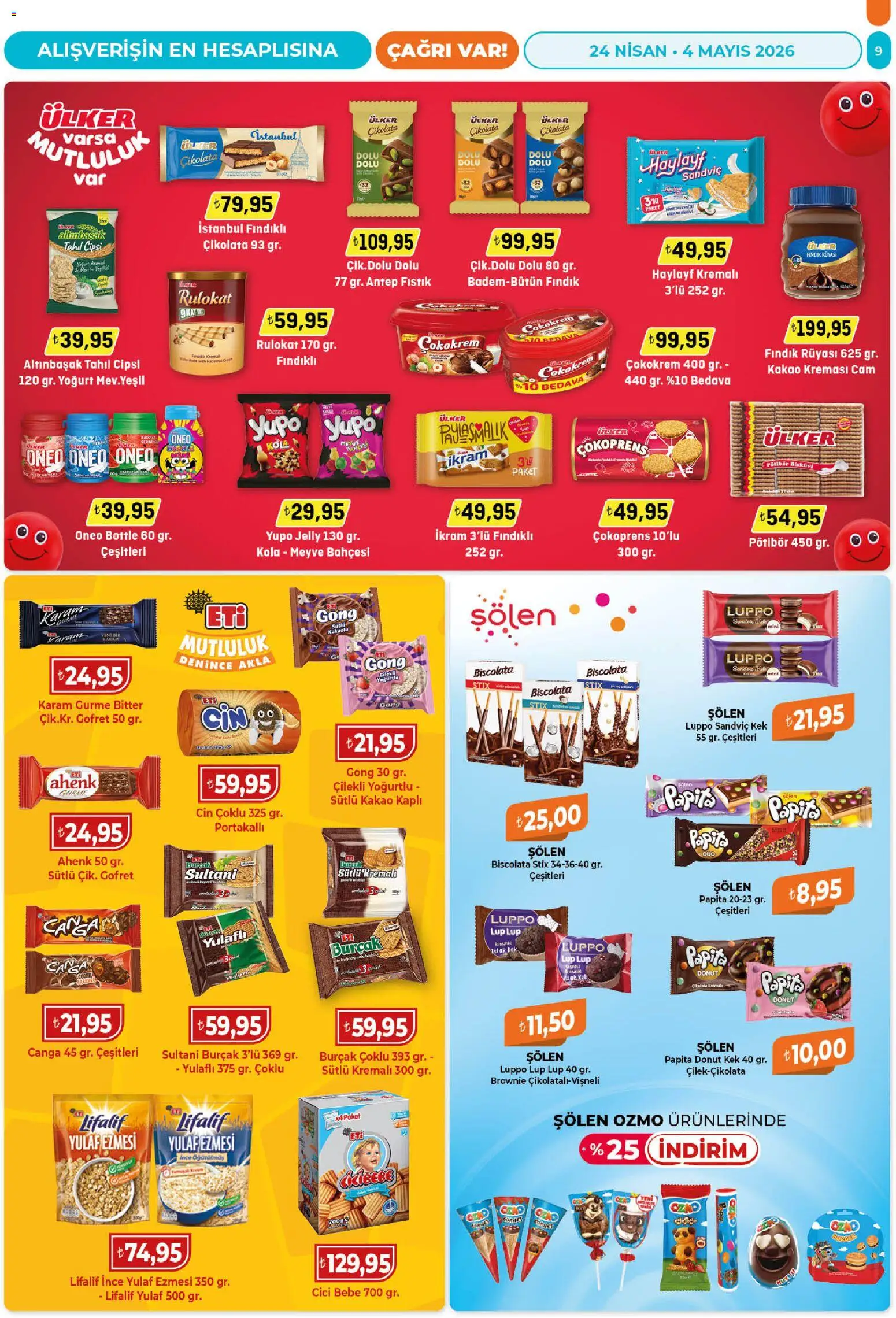 Çağrı Market Katalog - 24.04.2026 tarihinden itibaren geçerlidir | Sayfa: 9 | Ürünler: Fıstık, Gofret, Çikolata, Fındık