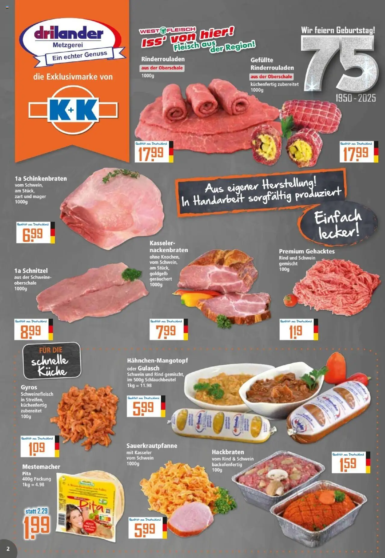 Klaas & Kock Prospekt – gültig ab 06.10.2025 | Seite: 2 | Produkte: Rinderrouladen, Küche, Gyros, Gulasch