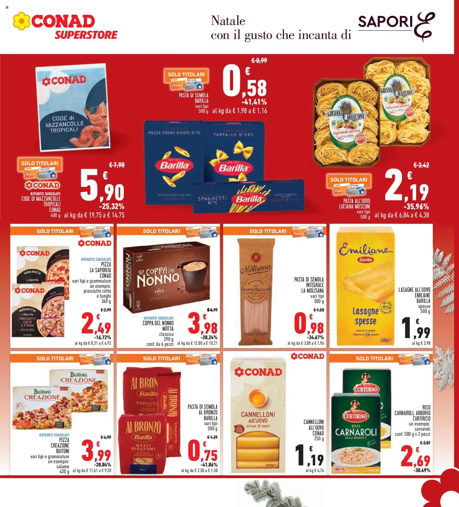 Volantino Conad del 15.12.2025 | Pagina: 19 | Prodotti: Pizza, Riso, Mazzancolle, Penne