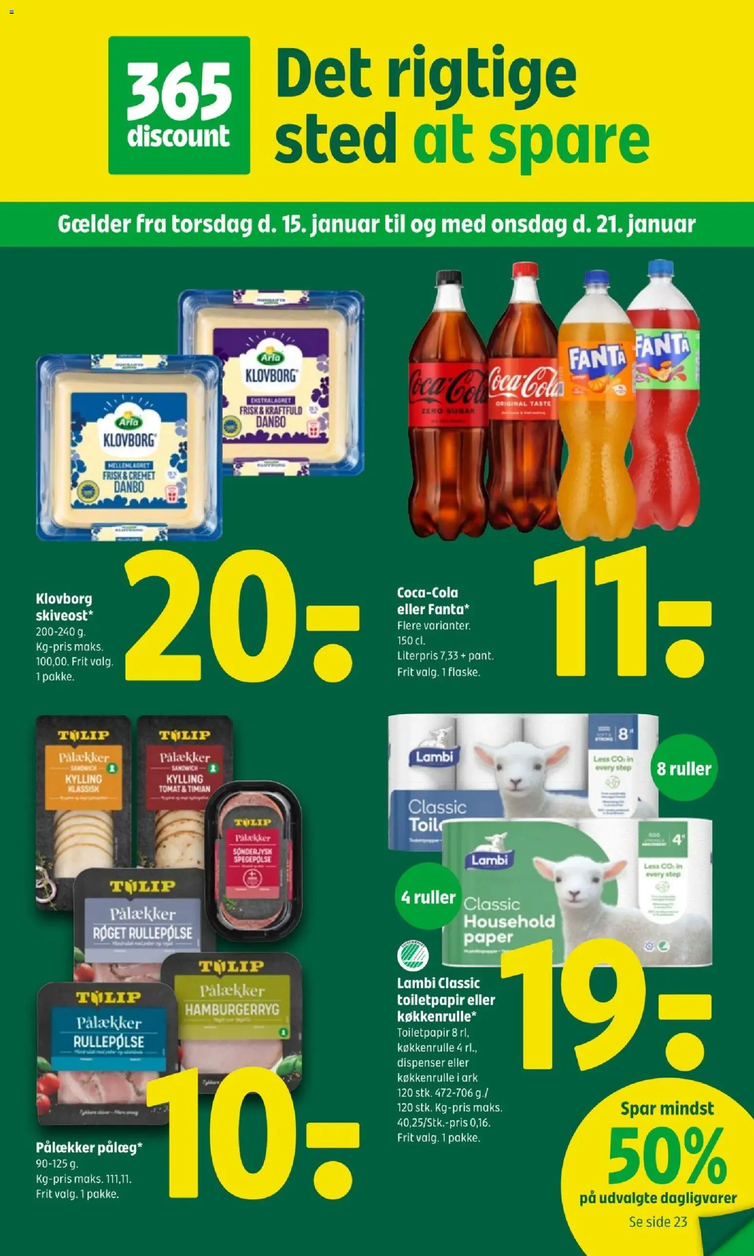 Coop 365 tilbudsavis – gyldig fra 15.01.2026 | Side: 1 | Produkter: Rullepølse, Cola, Hamburgerryg, Timian