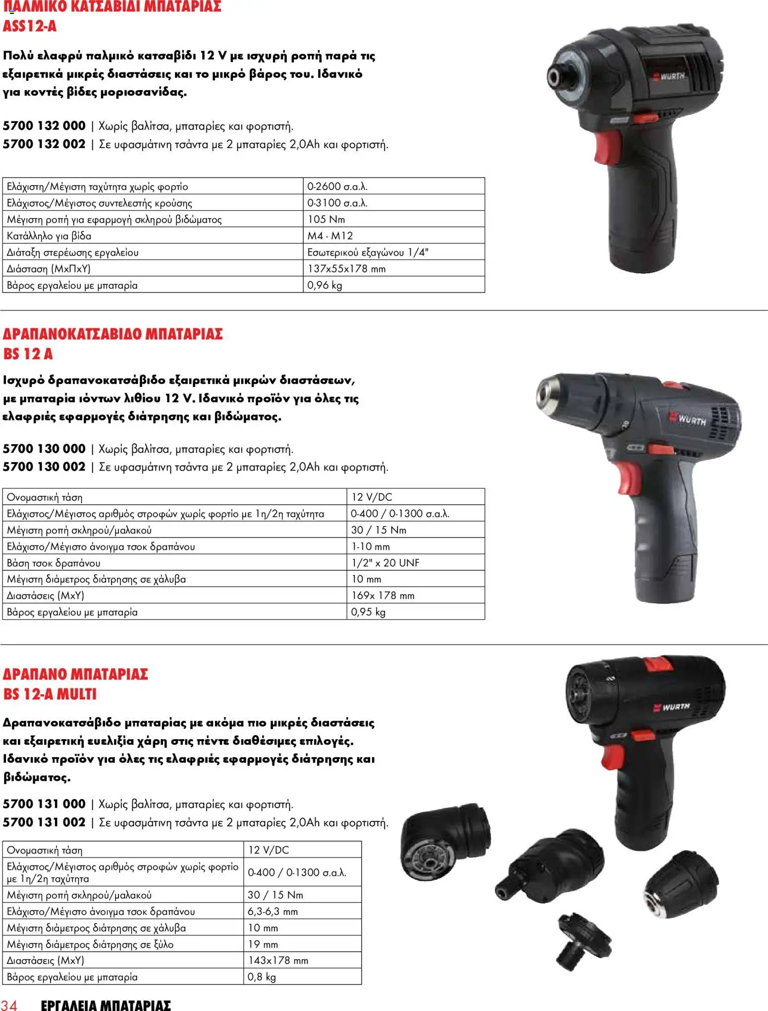 WURTH - Εργαλεία Μπαταρίας – σε ισχύ από 01.01.2026 | Σελίδα: 34