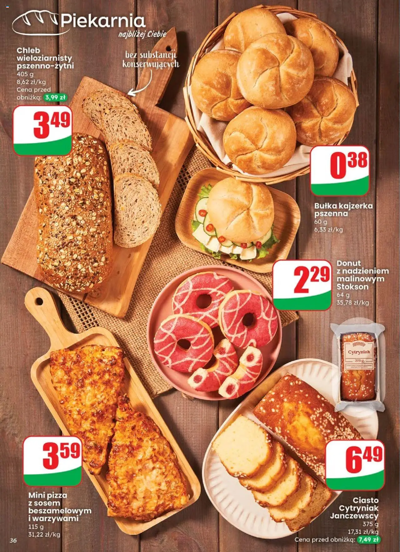 Dino Gazetka od 15.10.2025 | Strona: 36 | Produkty: Piekarnia, Mini pizza, Donut, Chleb wieloziarnisty