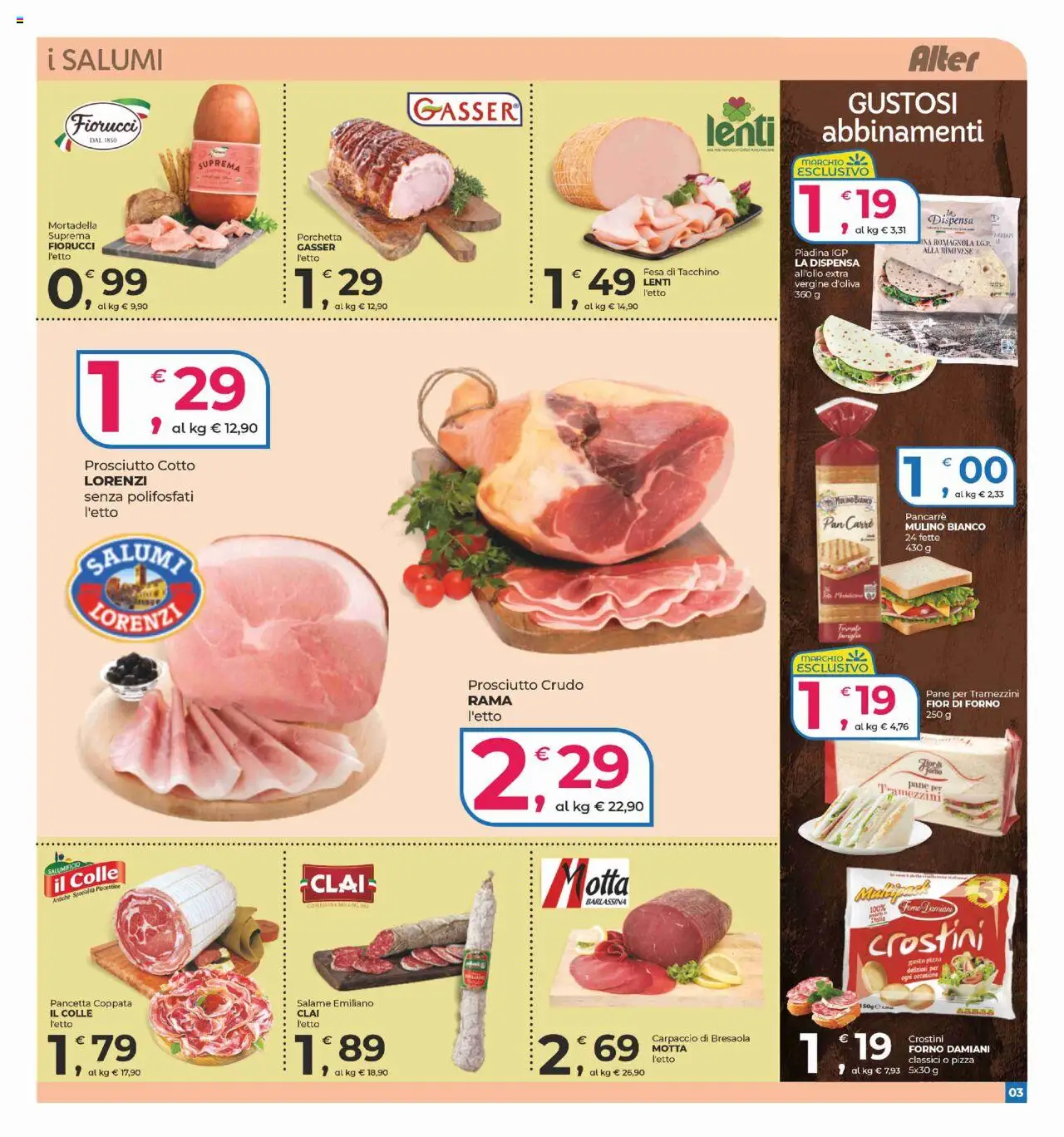 Volantino Alter Discount del 22.08.2025 | Pagina: 3 | Prodotti: Pizza, Bresaola, Pancetta, Forno