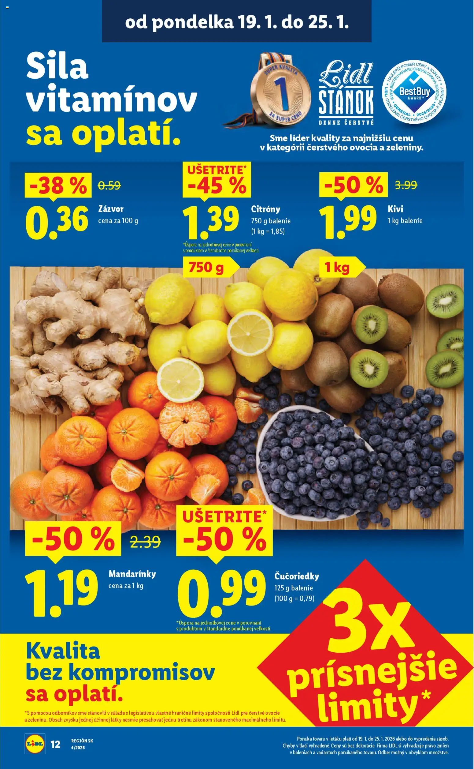 Nové Lidl akcie – leták je platný od 22.01.2026 | Strana: 42 | Produkty: Zázvor, Citróny, Čučoriedky, Mandarinky