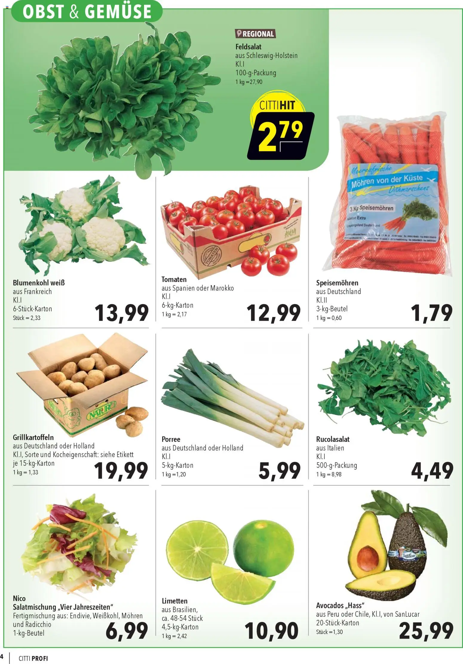CITTI Markt Aktuelle Angebote für Profis – gültig ab 14.01.2026 | Seite: 4 | Produkte: Tomaten, Mohren, Gemüse, Obst