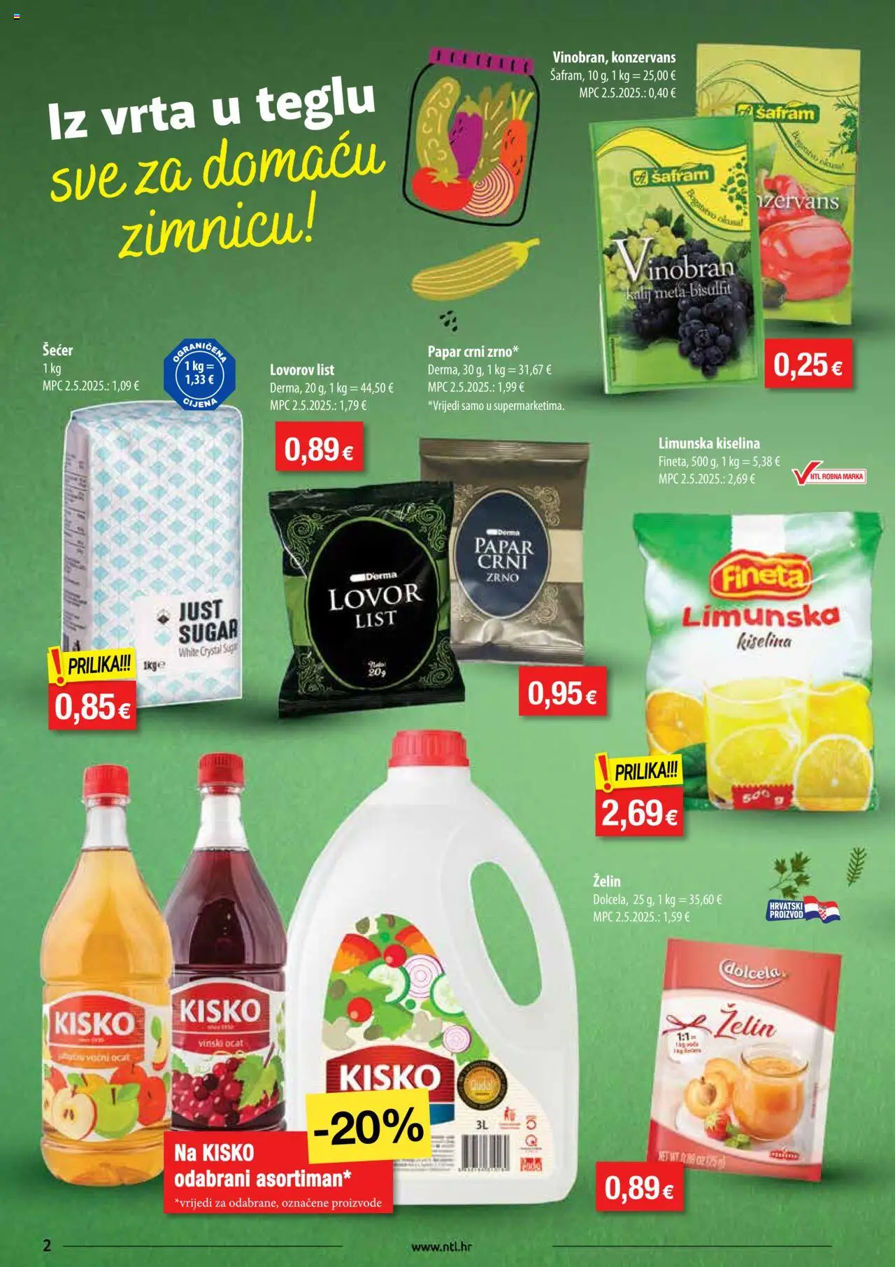 NTL katalog | vrijedi od 06.08.2025 | Stranica: 2 | Proizvodi: Ocat, Šećer, Papar