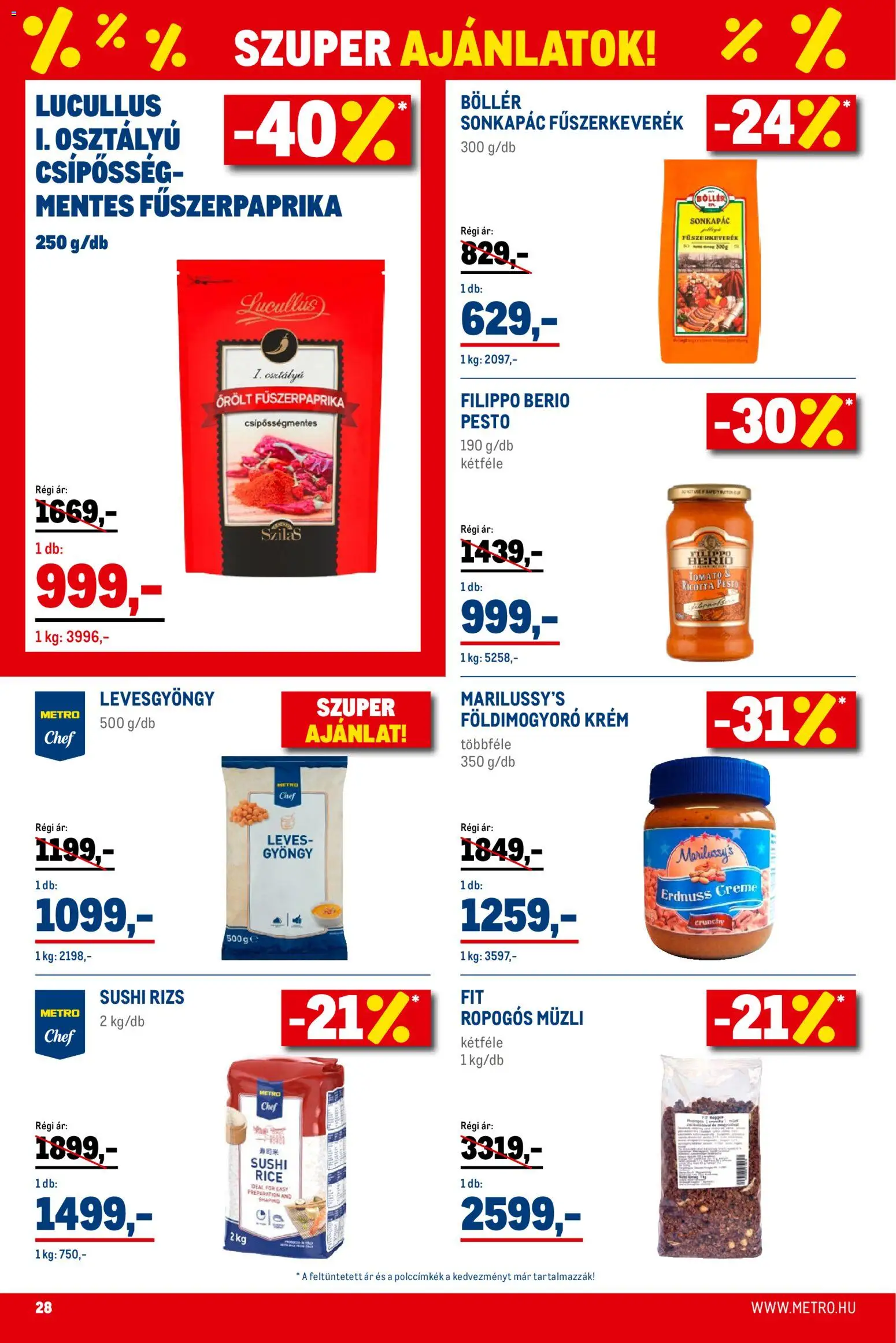 Metro akciós ujság - amely érvényes a következő dátumtól: 02.01.2026 | Oldal: 28 | Termékek: Ricotta, Sushi rizs, Sushi, Földimogyoró