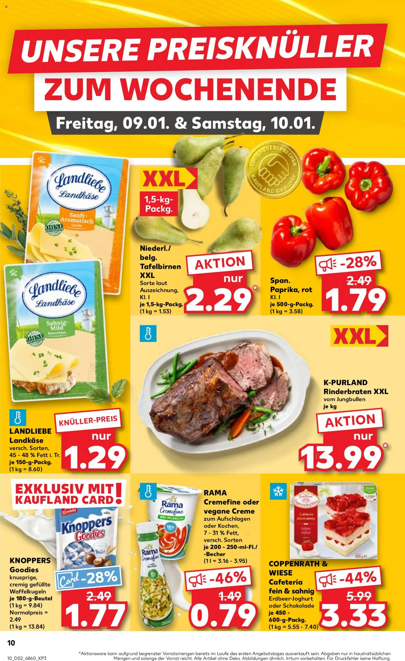 Kaufland prospekt Bremen	 – gültig ab 08.01.2026 | Seite: 10 | Produkte: Rinderbraten, Schokolade, Rama cremefine, Creme