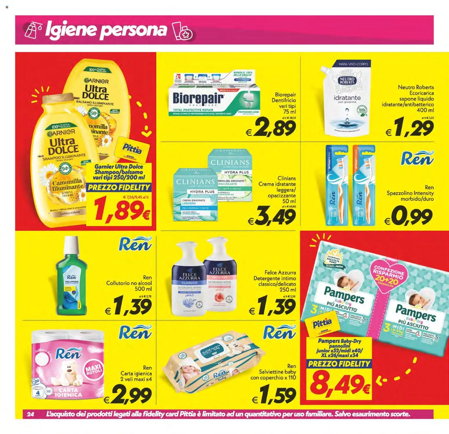 Volantino SuperConveniente del 17.04.2026 | Pagina: 24 | Prodotti: Balsamo, Pannolini, Sapone, Miele