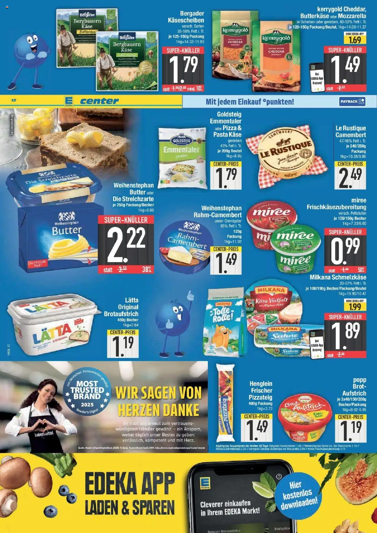 Edeka prospekt Ingolstadt	 - gültig ab dem 06.07.2025 | Seite: 12 | Produkte: Butter, Eier, Milkana, Pasta