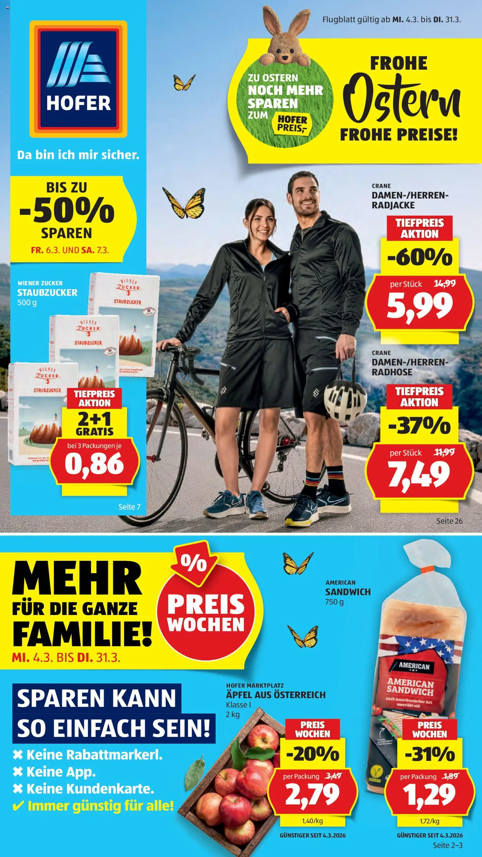 Hofer Flugblatt gültig ab 04.03.2026 | Seite: 1 | Produkte: Zucker, Äpfel