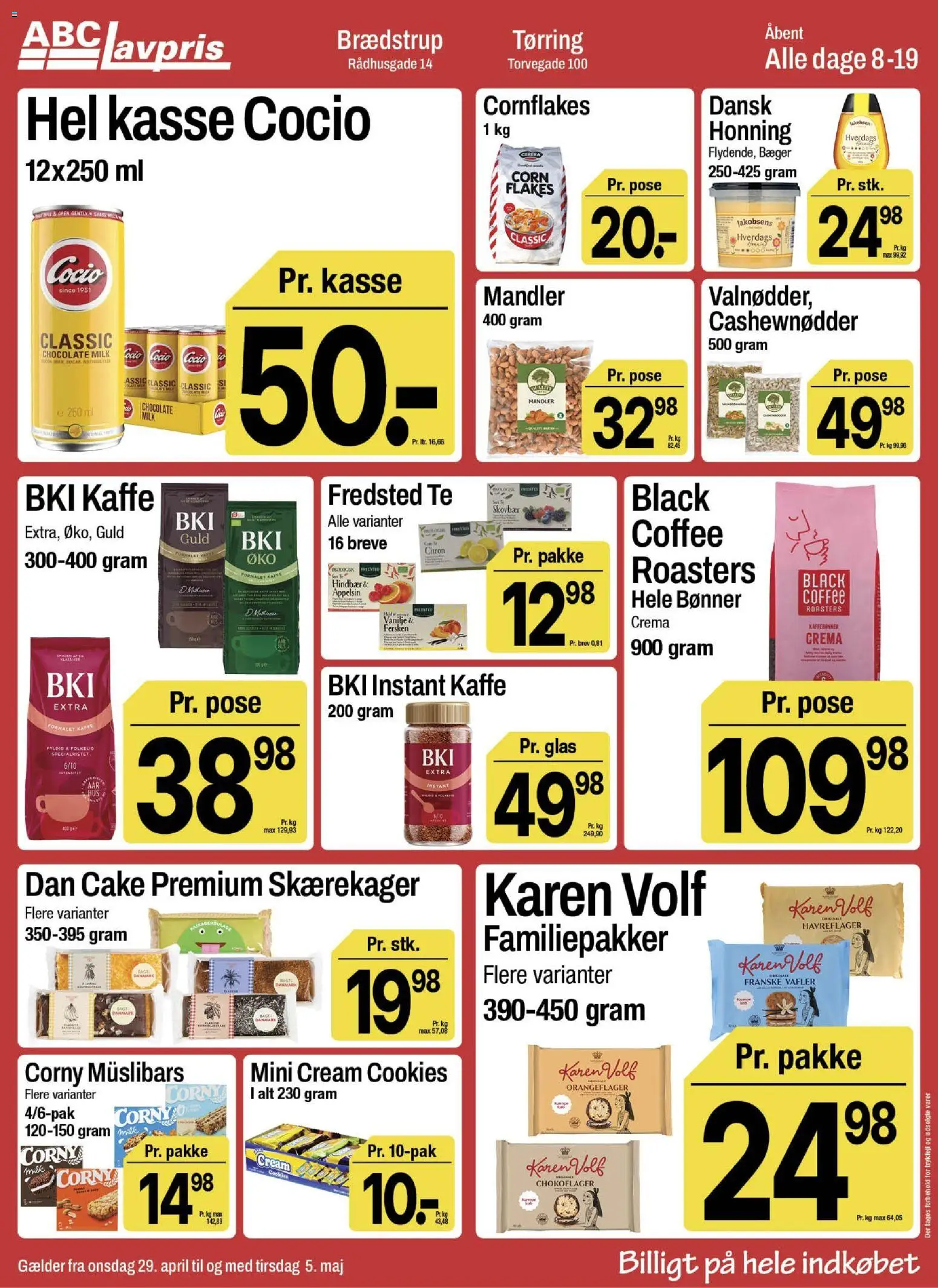 Abc Lavpris tilbudsavis – gyldig fra 29.04.2026 | Side: 10 | Produkter: Kaffe, Cookies, Cashewnødder, Vafler