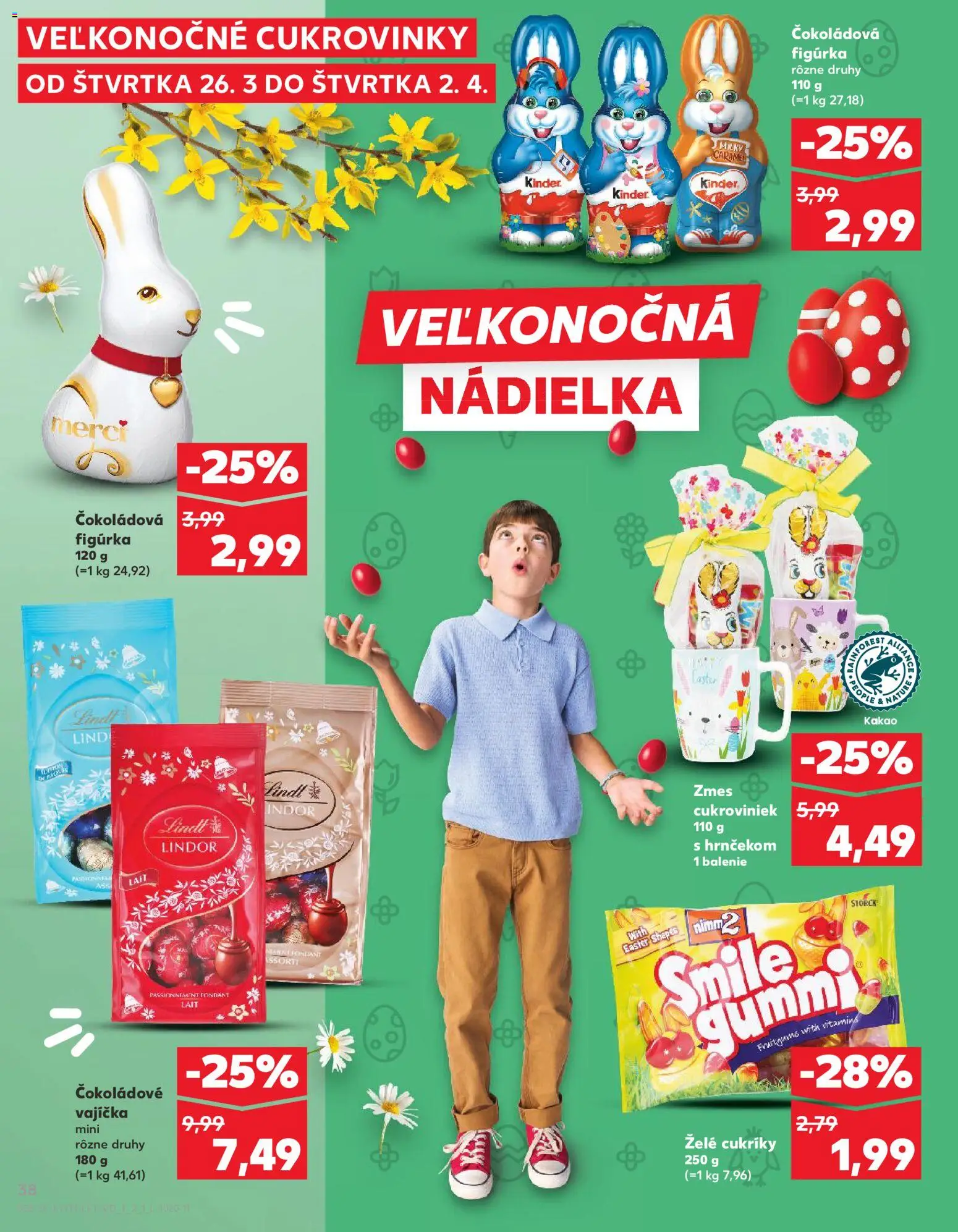 Nové Kaufland akcie – leták je platný od 26.03.2026 | Strana: 38 | Produkty: Lindor, Merci, Cukríky, Kakao
