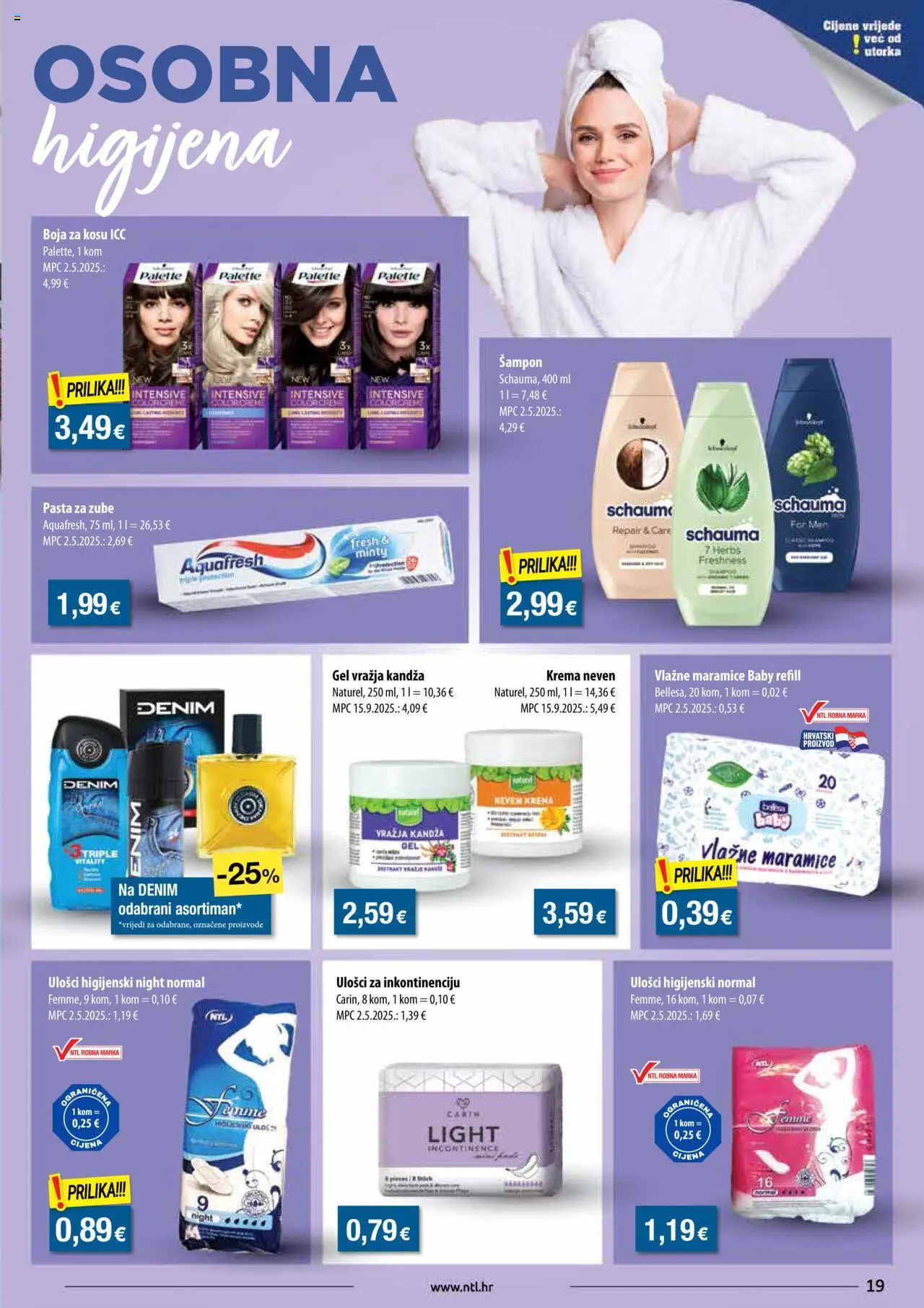 NTL katalog | vrijedi od 08.10.2025 | Stranica: 19 | Proizvodi: Šampon, Vlažne maramice, Pasta za zube, Pasta
