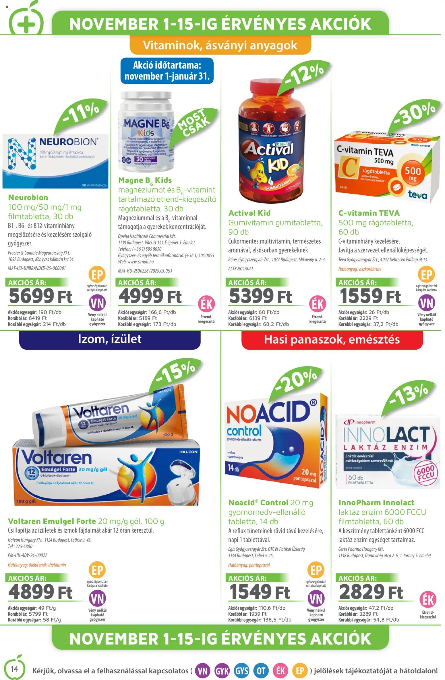 Alma Gyógyszertárak akciós ujság - amely érvényes a következő dátumtól: 01.12.2025 | Oldal: 14