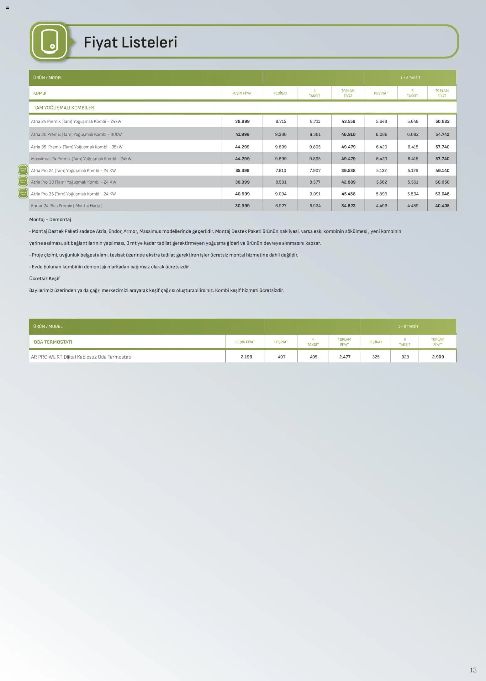 Arçelik - İklimlendirme Kataloğu - 16.04.2026 tarihinden itibaren geçerlidir | Sayfa: 13