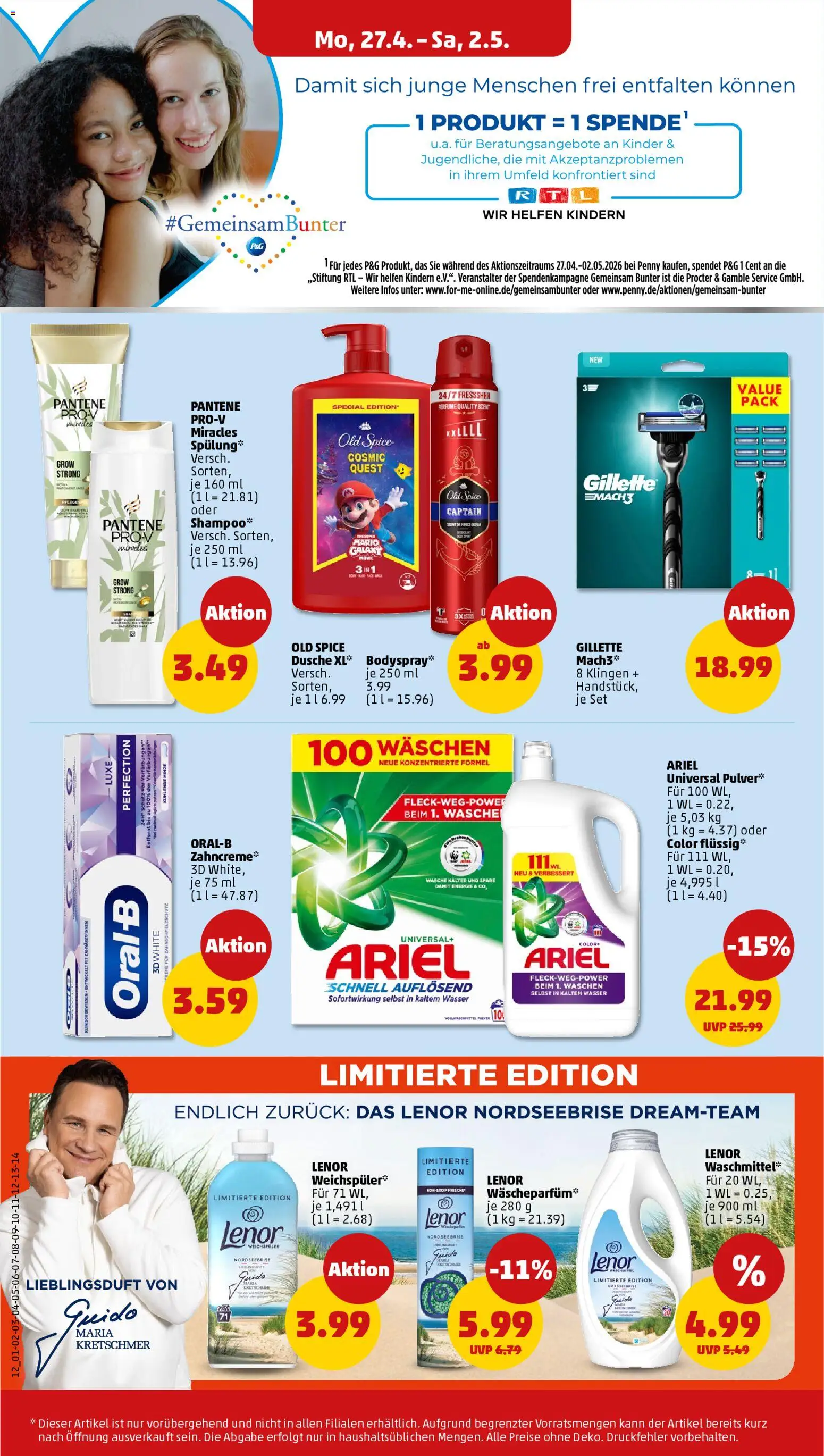 Penny Prospekt 	 – gültig ab 27.04.2026 | Seite: 16 | Produkte: Lenor, Ariel, Shampoo, Weichspüler