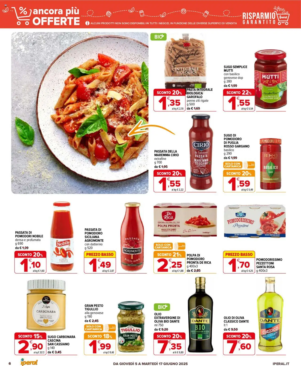 Volantino Iperal del 05.06.2025 | Pagina: 6 | Prodotti: Pomodoro, Pesto, Mutti, Sugo