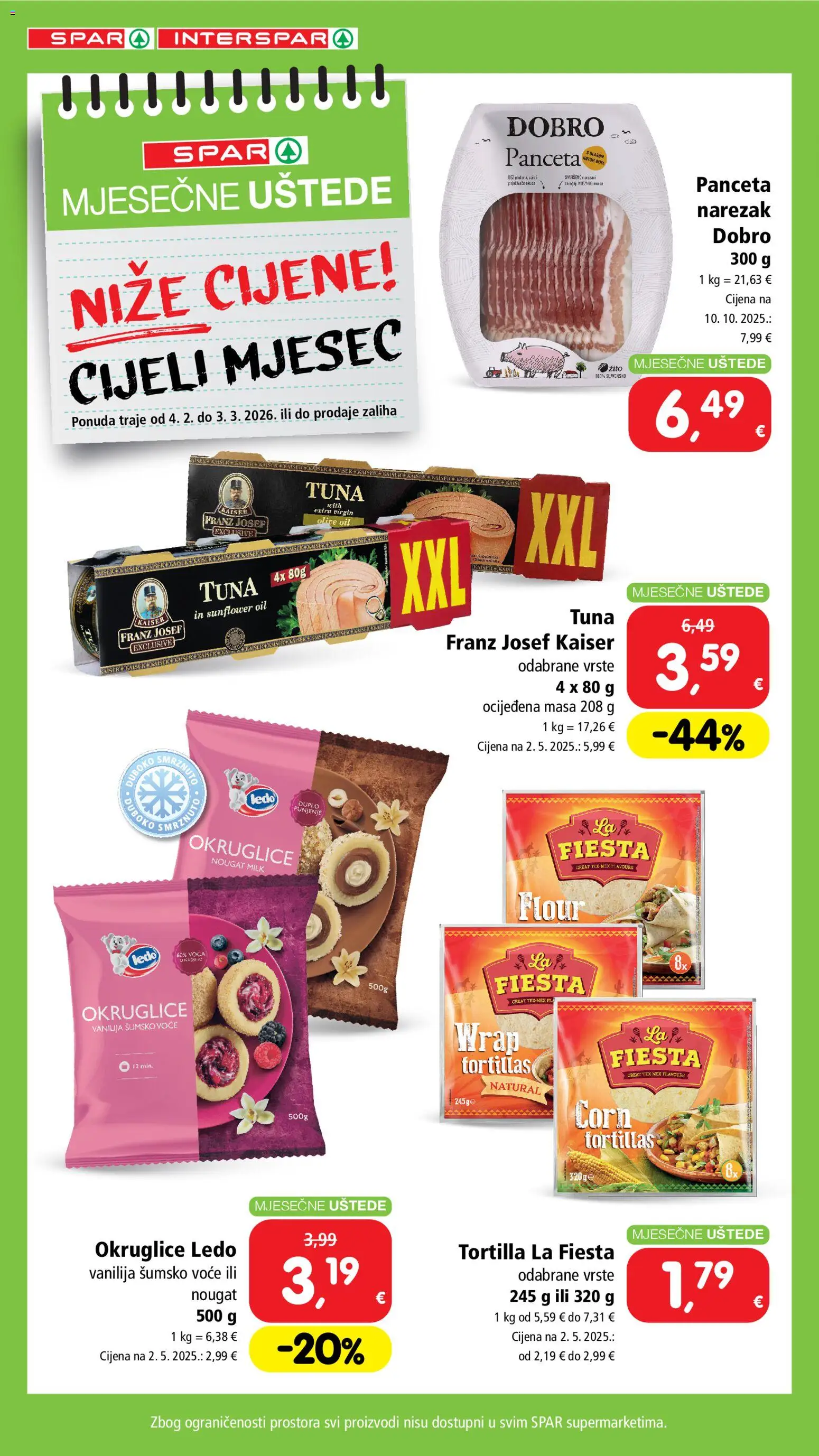 Interspar katalog | vrijedi od 04.02.2026 | Stranica: 2 | Proizvodi: Šumsko voće, Okruglice, Narezak, Ledo