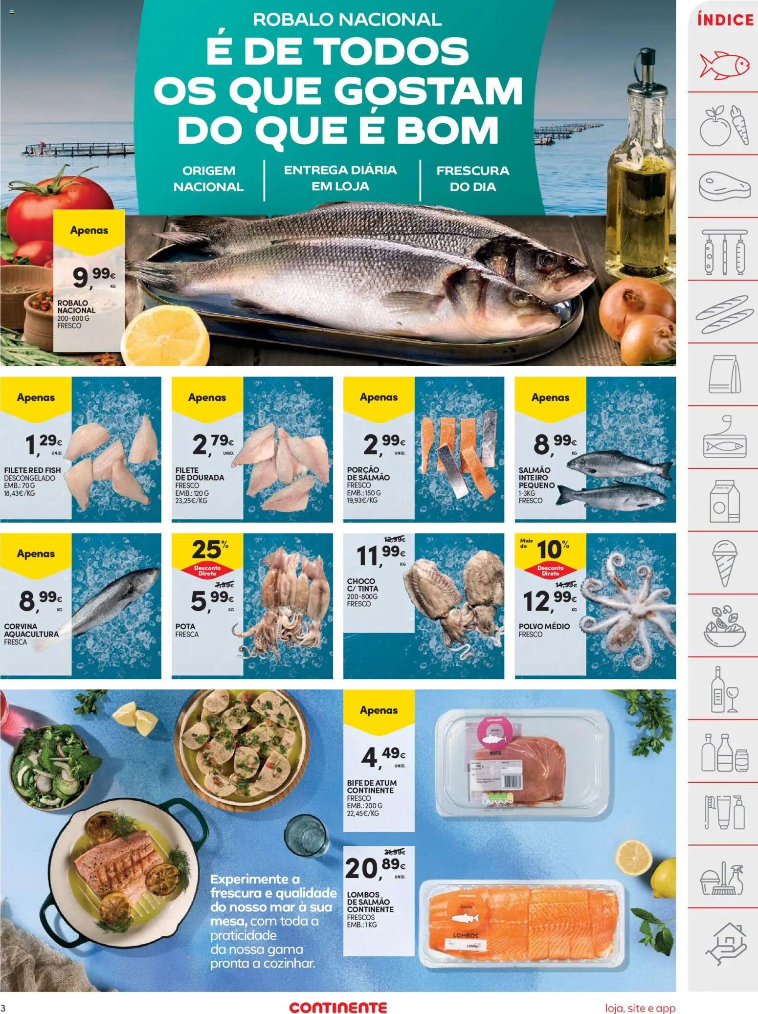 Continente folheto │ válido de 03.02.2026 | Página: 3 | Produtos: Dourada, Atum, Polvo, Tinta