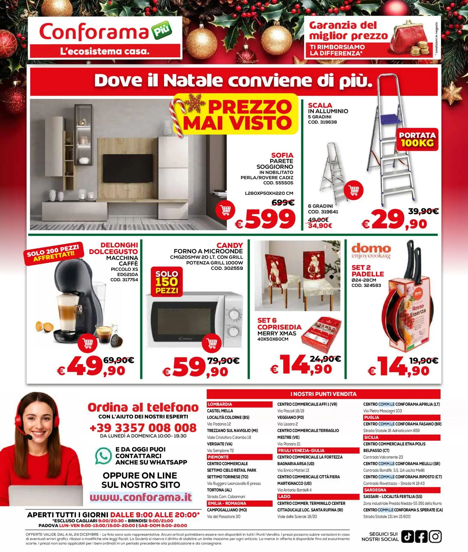 Volantino Conforama del 04.12.2025 | Pagina: 16 | Prodotti: Caffè, Telefono, Forno, Coprisedia