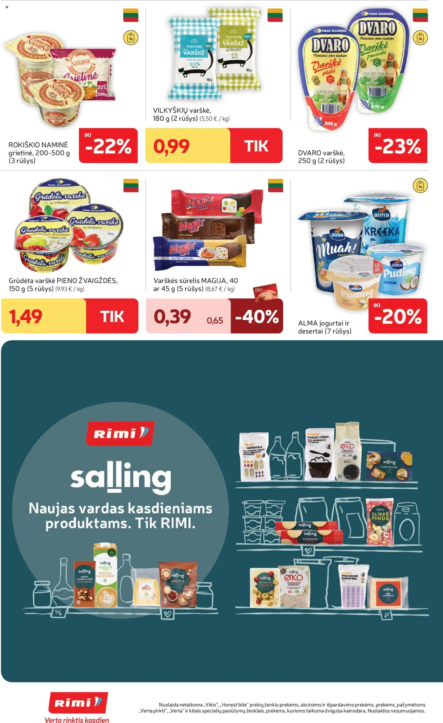 Rimi akcijos nuo 18.11.2025 | Puslapis: 22 | Prekių: Sūrelis, Varškė, Grietinė
