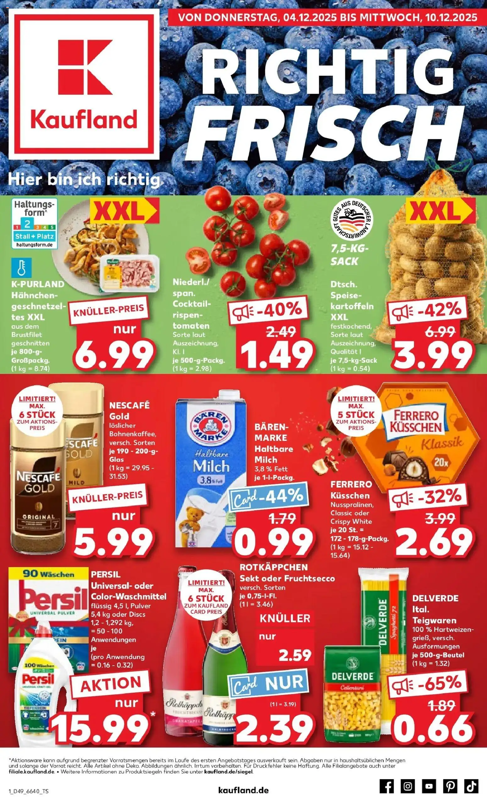 Kaufland prospekt Freising	 – gültig ab 04.12.2025 | Seite: 1 | Produkte: Rotkäppchen, Pasta, Nescafe gold, Persil