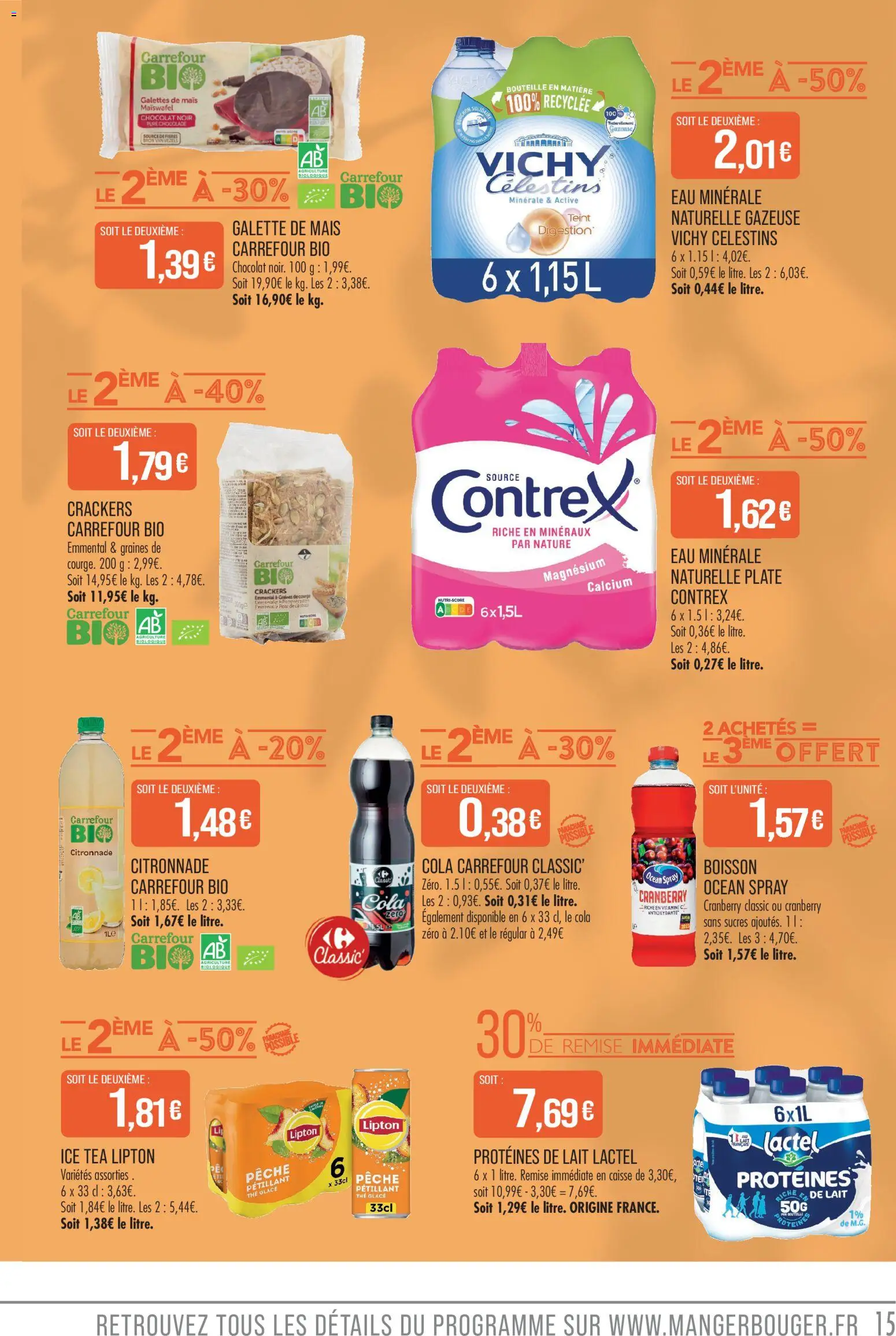 {H1} | Page: 15 | Produits: Eau minérale, Mais, Chocolat, Contrex