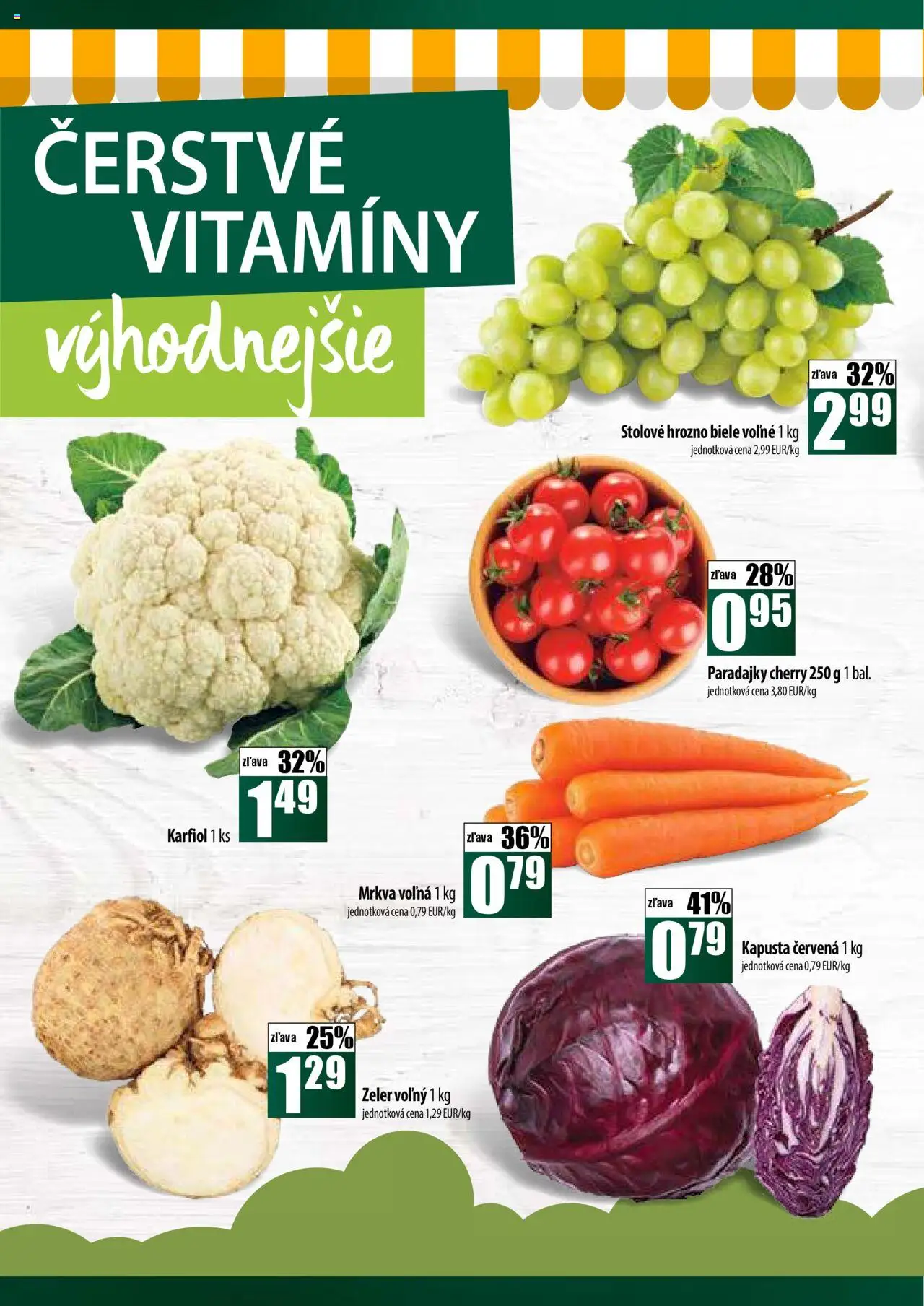 COOP Jednota široká ponuka │ platný od 14.08.2025 | Strana: 6 | Produkty: Kapusta, Karfiol, Zeler, Hrozno