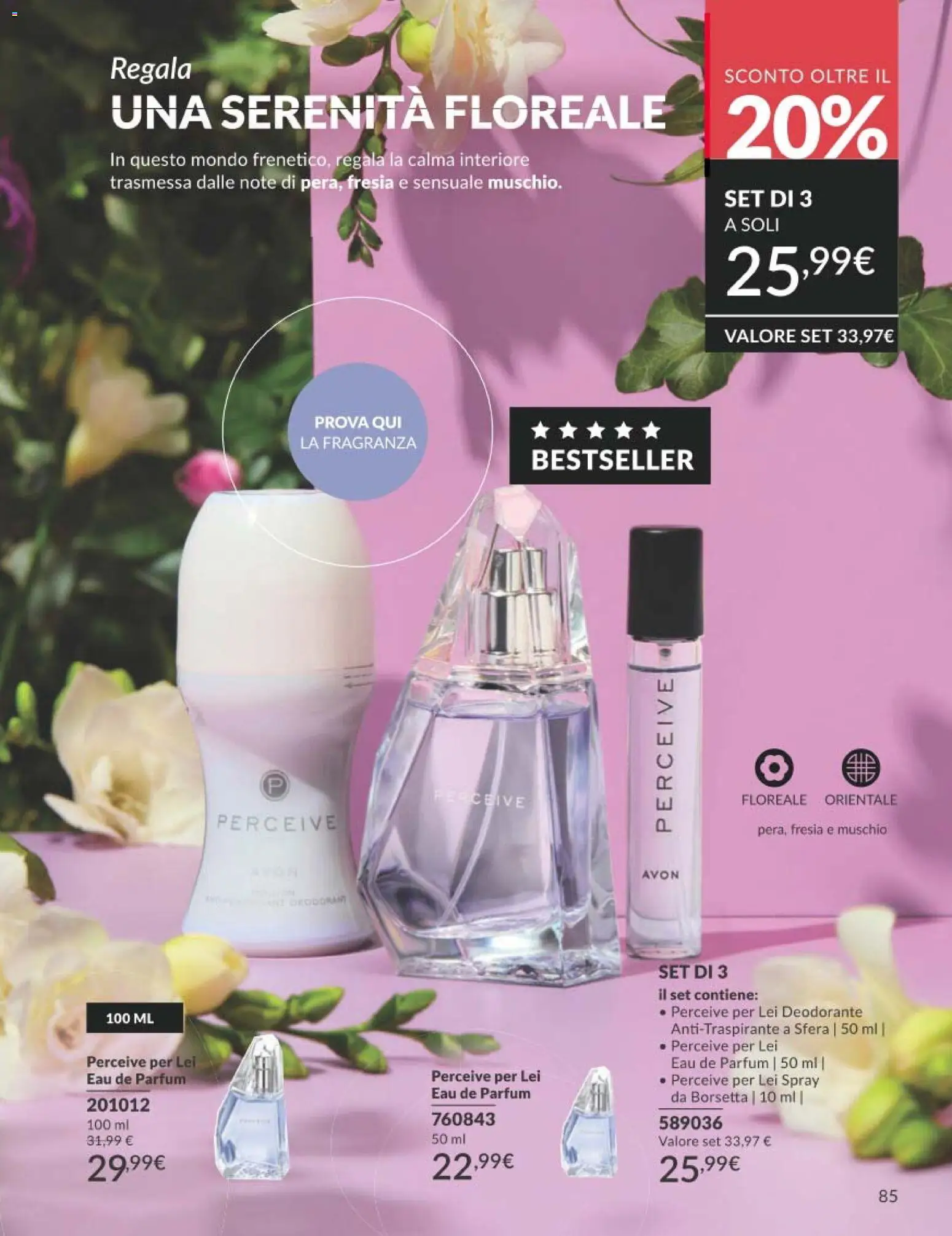 Volantino Avon del 01.04.2026 | Pagina: 85 | Prodotti: Deodorante, Antitraspirante, Borsetta, Fragranza