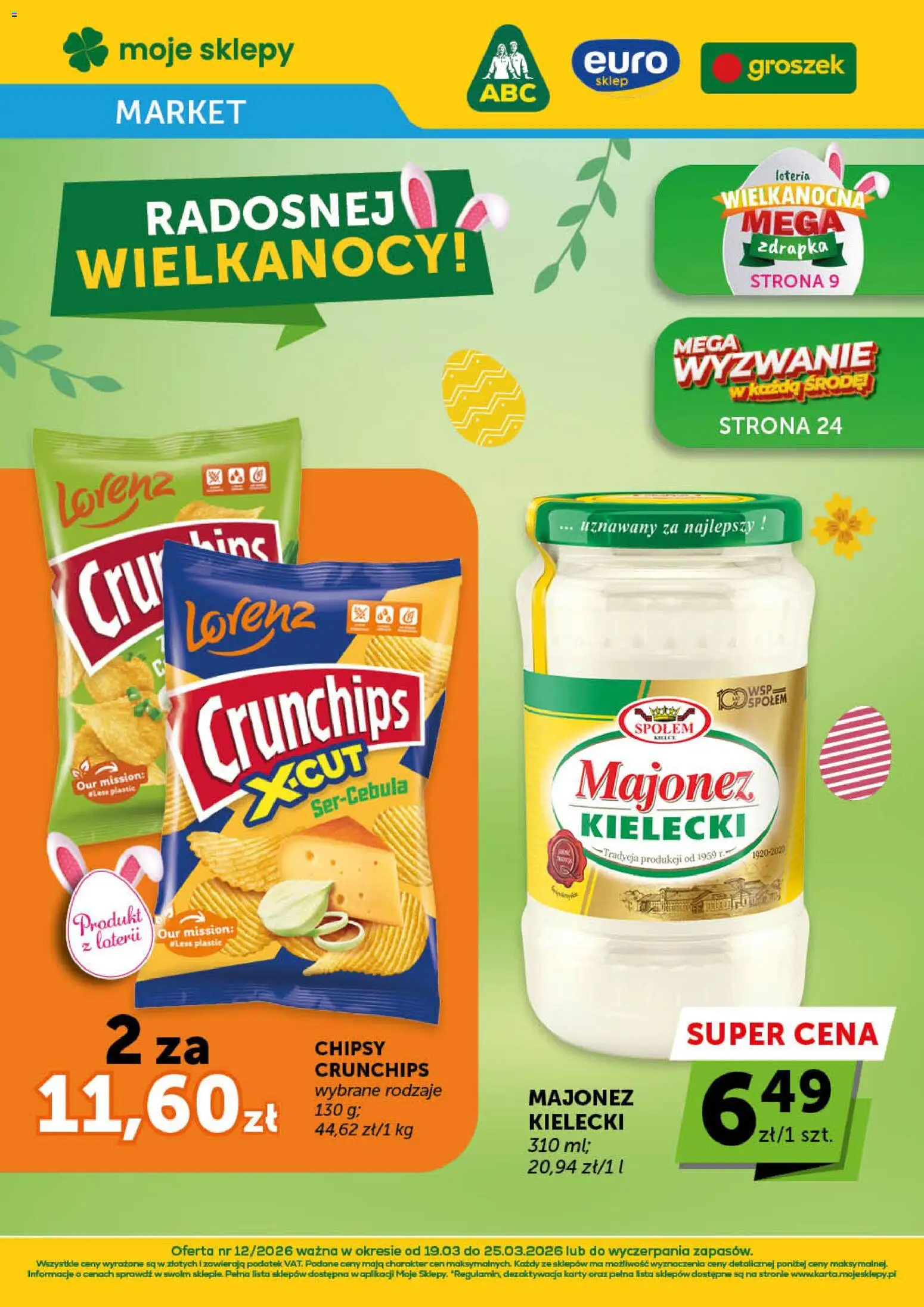 Euro Sklep gazetka - Market od 19.03.2026 | Strona: 1 | Produkty: Groszek, Chipsy, Majonez