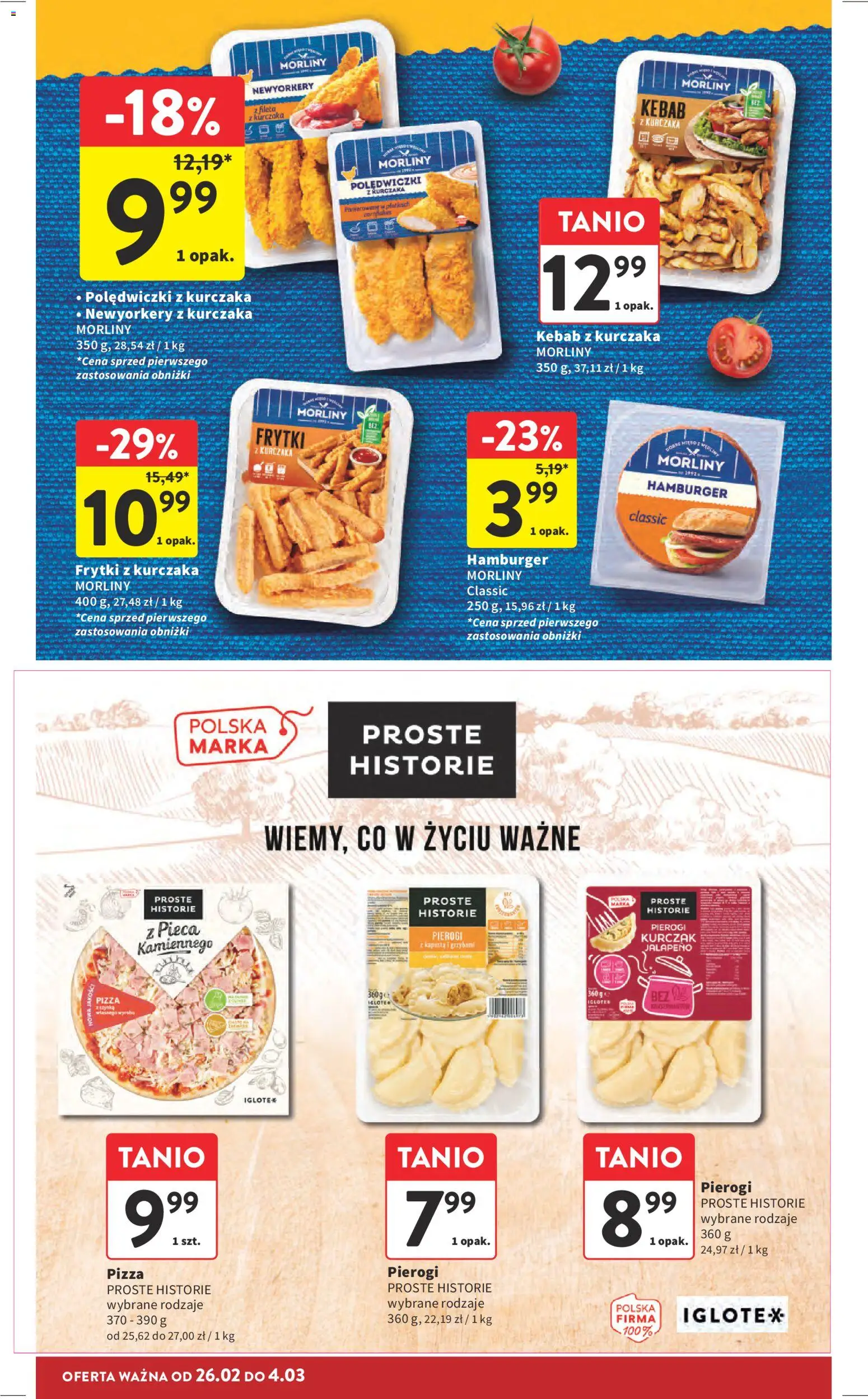 Intermarche Gazetka od 26.02.2026 | Strona: 20 | Produkty: Kapusta, Hamburger, Pierogi, Frytki