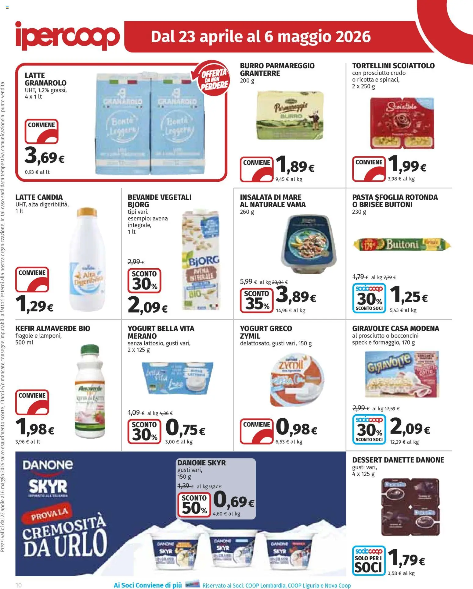 Volantino Ipercoop del 23.04.2026 | Pagina: 10 | Prodotti: Yogurt greco, Yogurt, Fragole, Latte