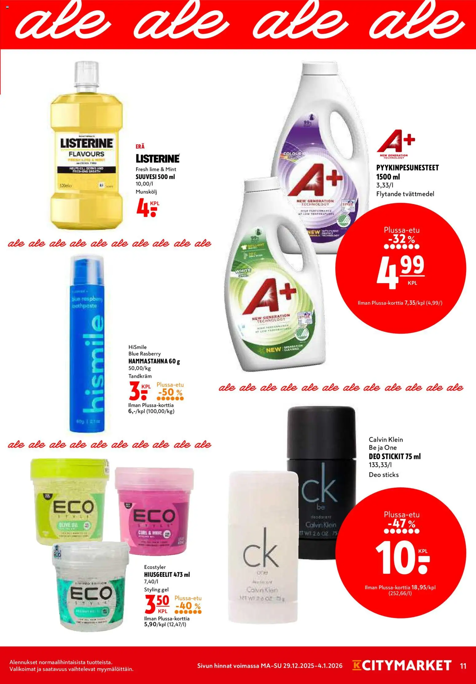 K-Citymarket tarjoukset – voimassa 29.12.2025 alkaen | Sivu: 11 | Tuotteet: Hammastahna, Suuvesi
