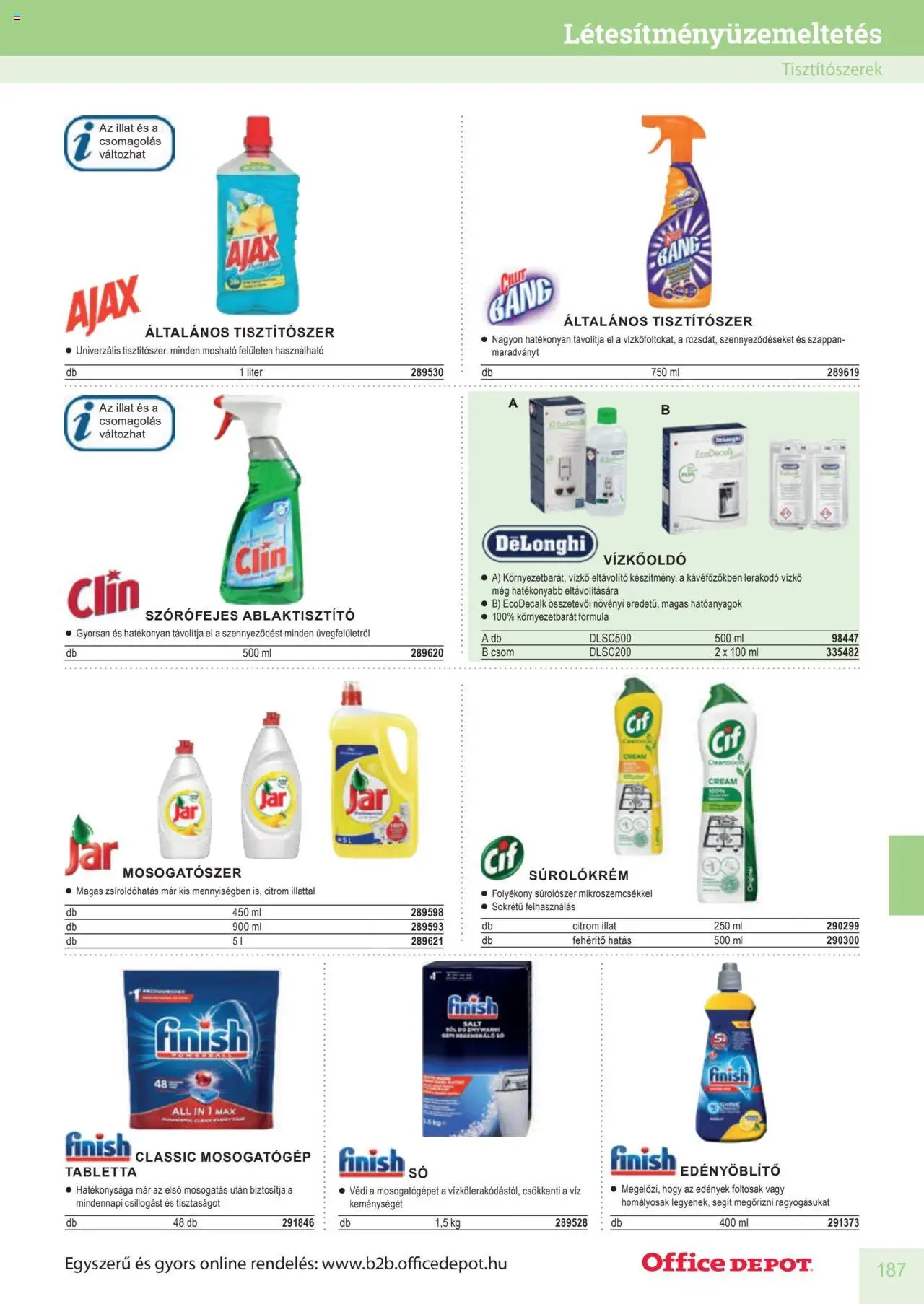 Office Depot akciós ujság - amely érvényes a következő dátumtól: 10.04.2025 | Oldal: 187 | Termékek: Szappan, Mosogatószer, Só, Citrom