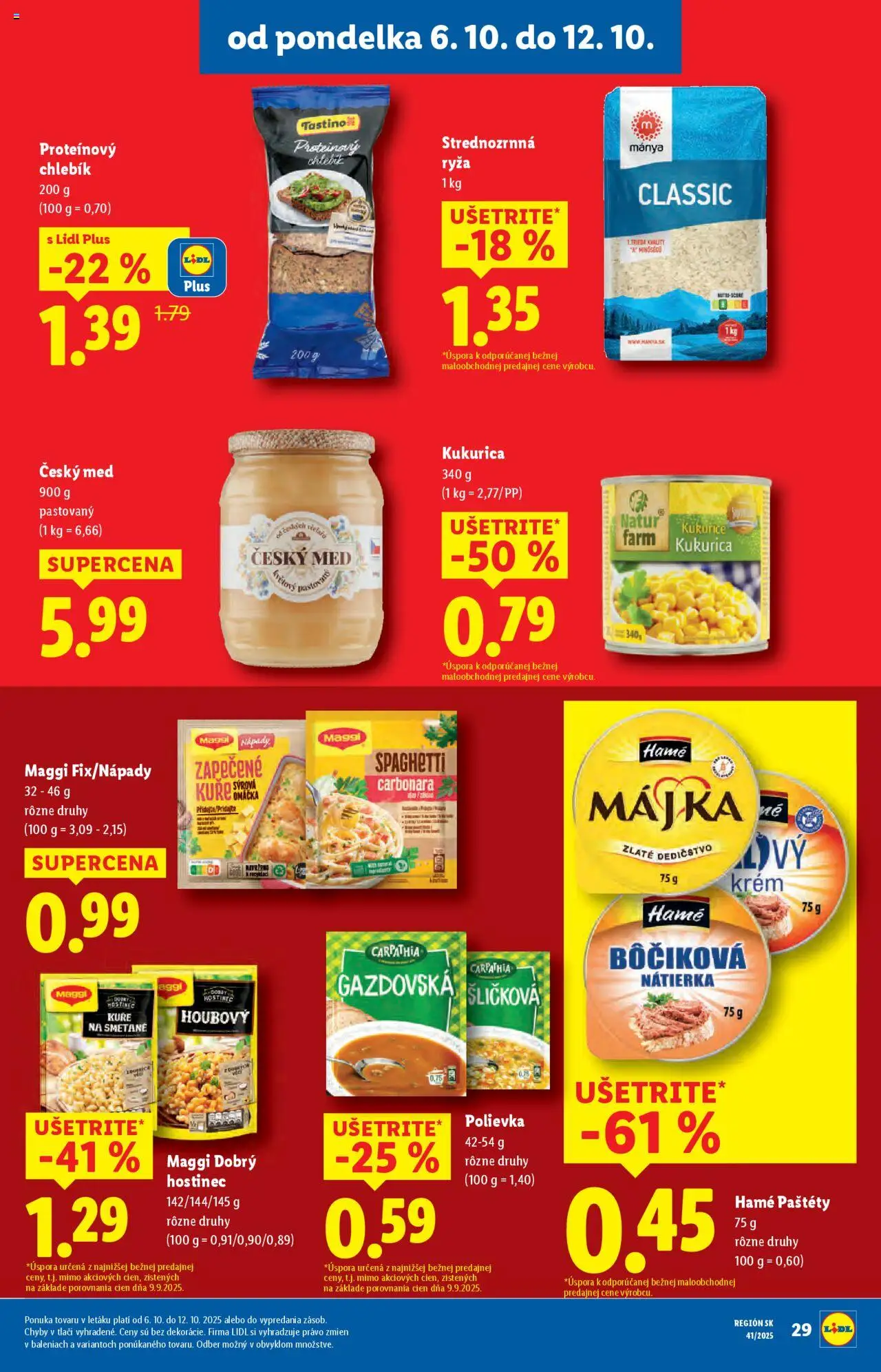 Nové Lidl akcie – leták je platný od 09.10.2025 | Strana: 75 | Produkty: Ryža, Omáčka, Med, Kukurica