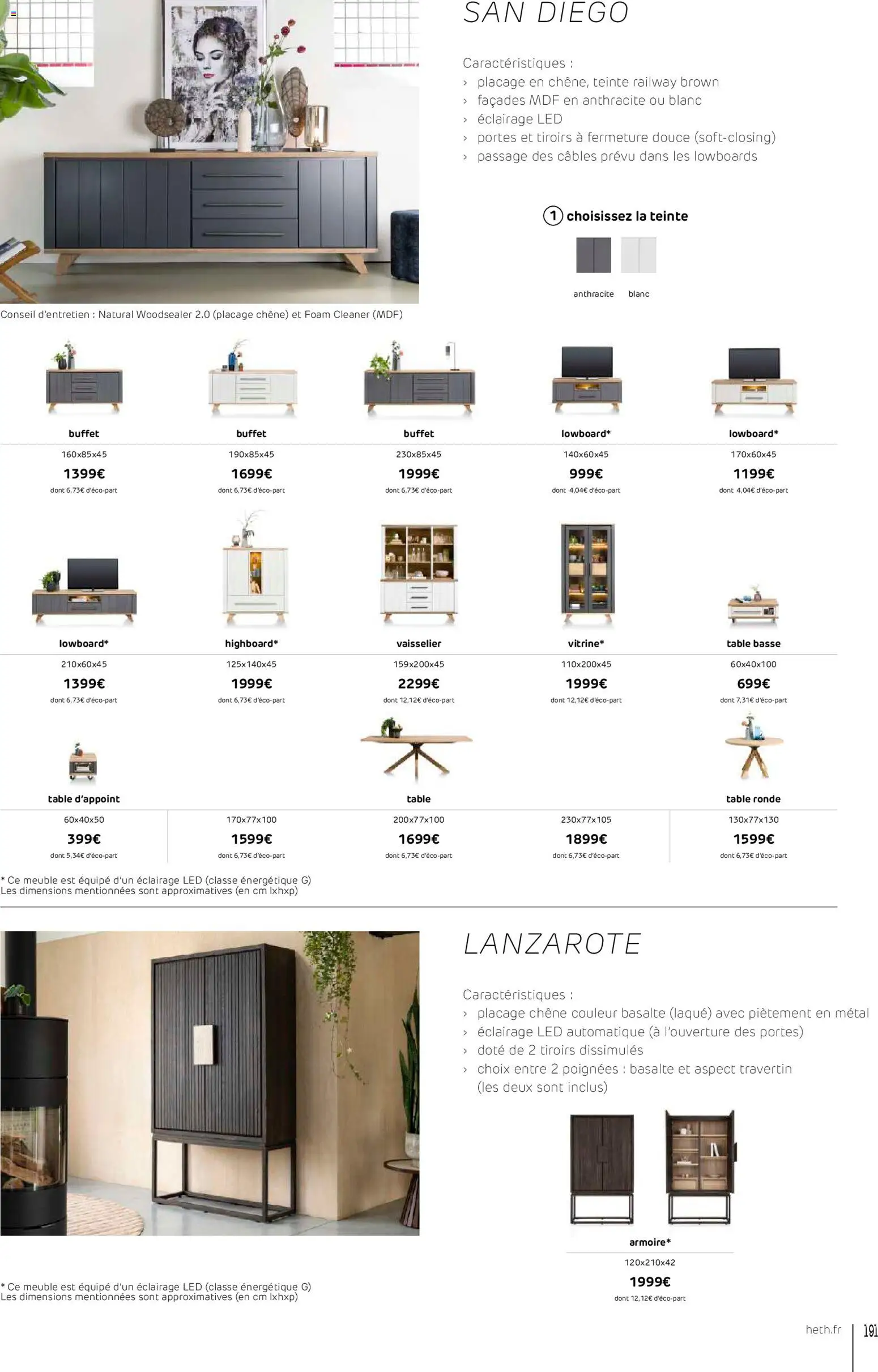 {H1} | Page: 191 | Produits: Table, Buffet, Portes, Tiroirs