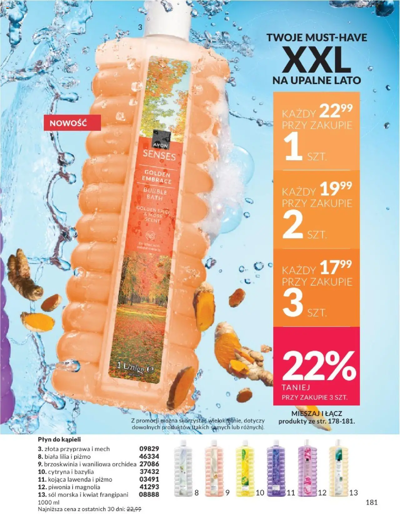 Avon Katalog 08 2025 od 01.08.2025 | Strona: 181 | Produkty: Brzoskwinia, Płyn do kąpieli, Sól morska, Sól