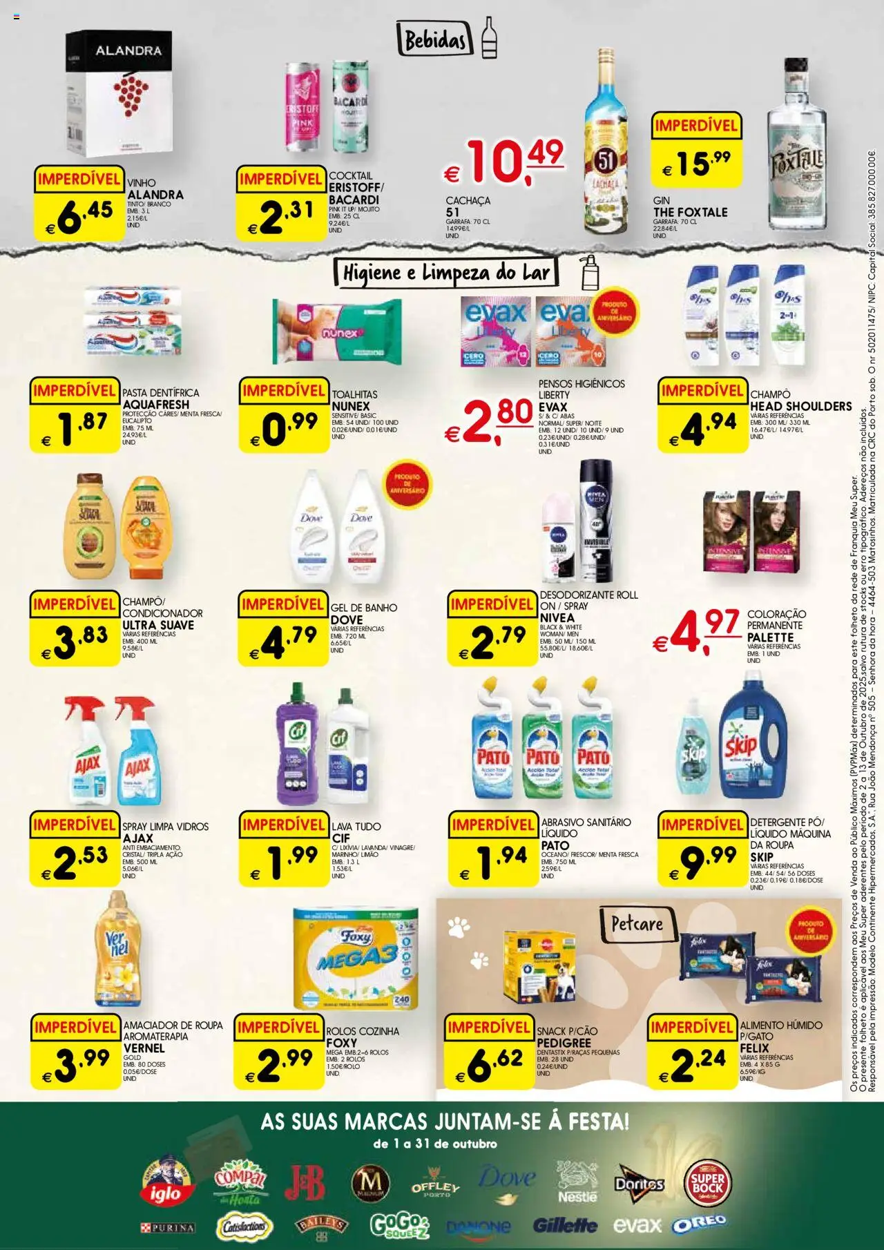 Meu Super folheto Madeira │ válido de 02.10.2025 | Página: 4 | Produtos: Cachaça, Amaciador de roupa, Limpa vidros, Nestlé