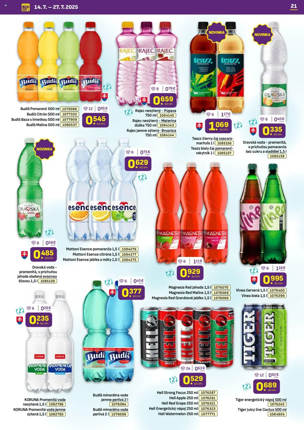 Libex leták │ platný od 14.07.2025 | Strana: 21 | Produkty: Čaj, Mattoni, Minerálna voda, Energetický nápoj