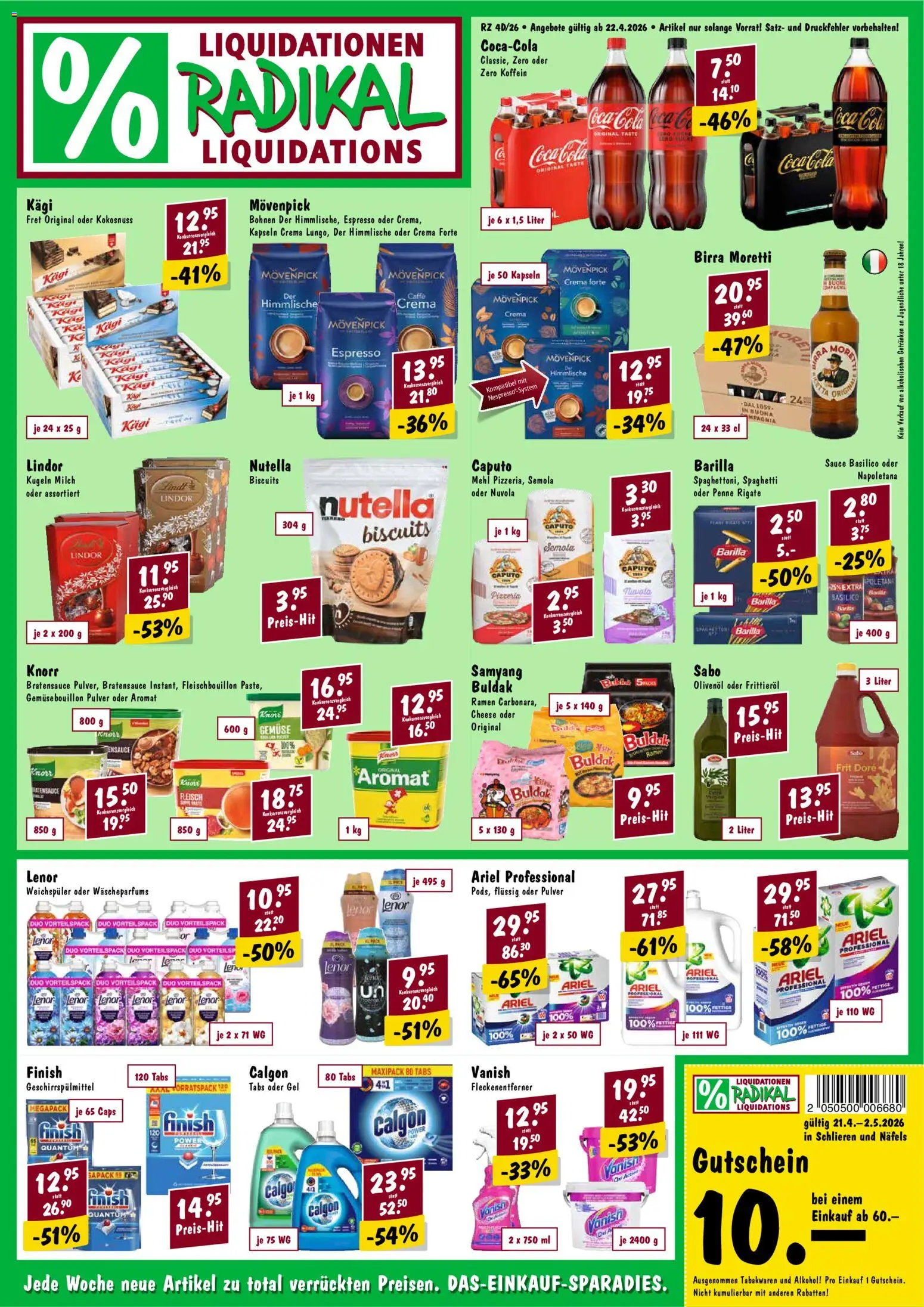 Radikal aktionen – gültig ab 22.04.2026 | Seite: 1 | Produkte: Mehl, Spabad, Weichspüler, Milch