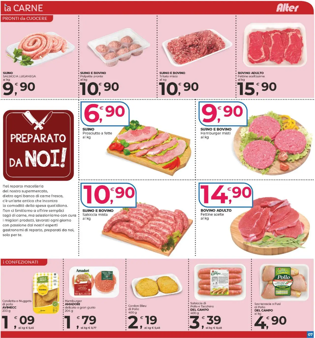 Volantino Alter Discount del 18.09.2025 | Pagina: 7 | Prodotti: Pollo, Nuggets, Suino, Hamburger