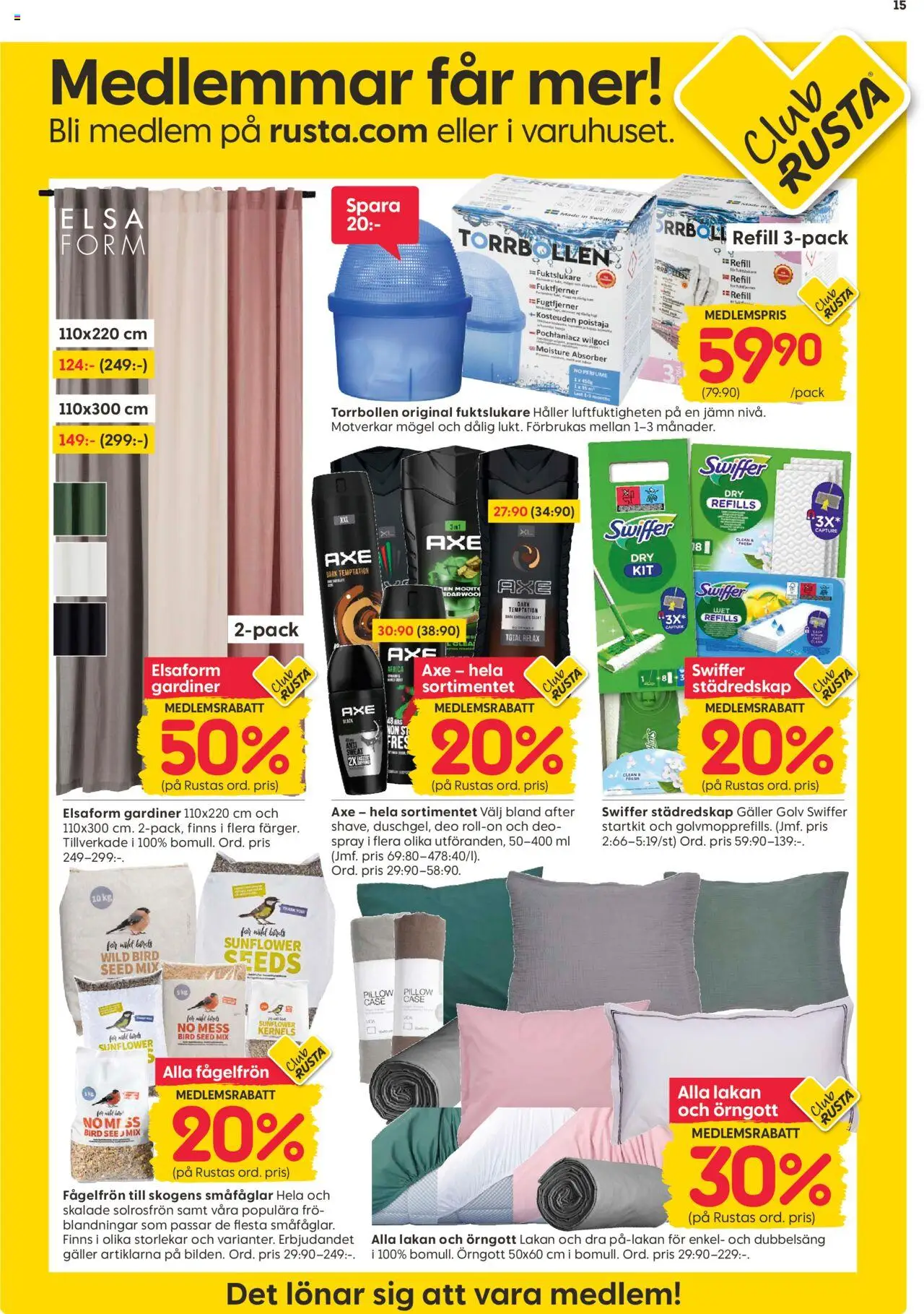 Rusta reklamblad aktuell från 13.10.2025 | Sida: 15 | Produkter: Örngott, Lakan, Galler, Frö