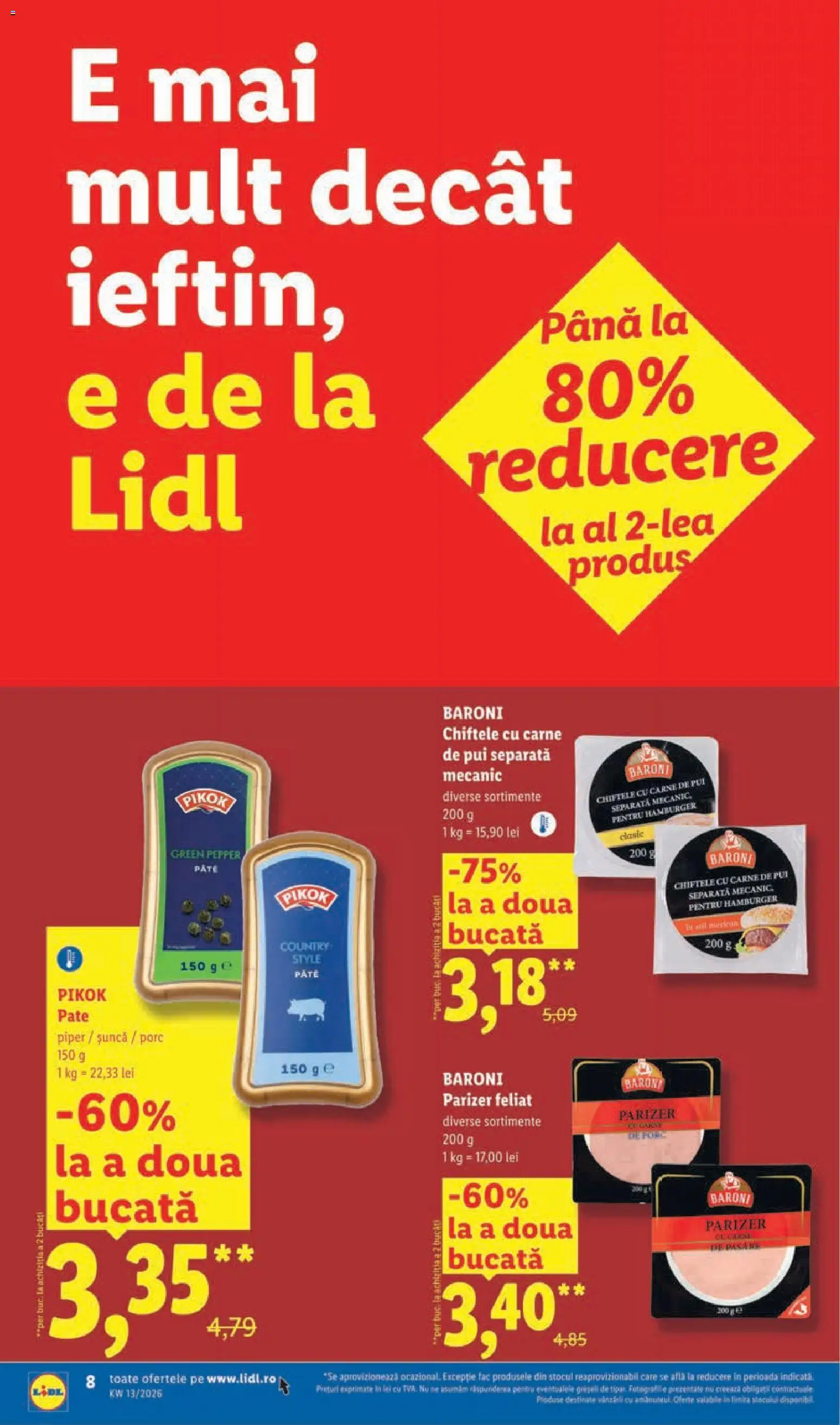 Noul catalog Lidl – valabil de la 23.03.2026 | Pagină: 8 | Produse: Șuncă, Carne De Pui, Chiftele, Piper