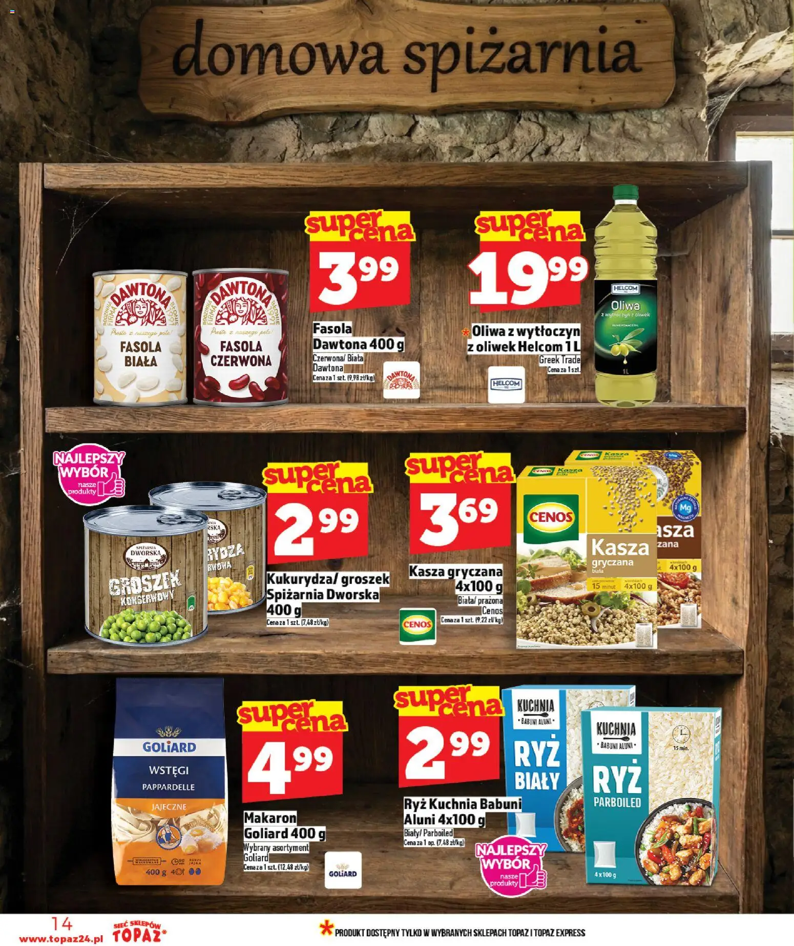 Topaz Gazetka MAZ od 19.02.2026 | Strona: 14 | Produkty: Kasza, Kasza gryczana, Ryż, Makaron