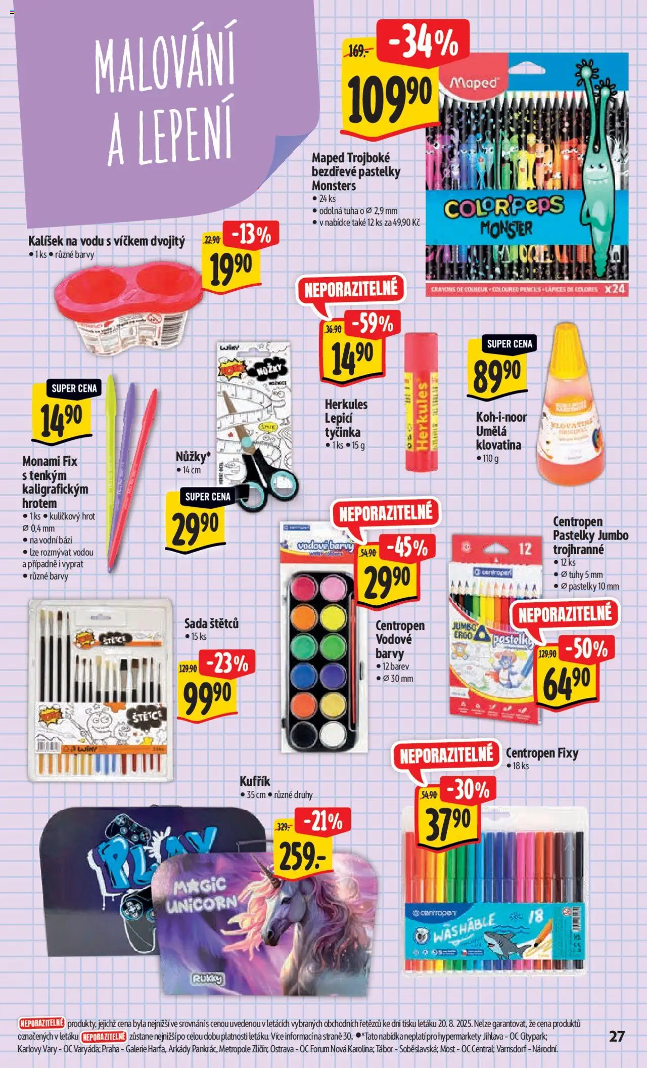 Albert leták - Hypermarket od 27.08.2025 | Strana: 35 | Produkty: Kufřík, Pastelky, Fixy, Barvy