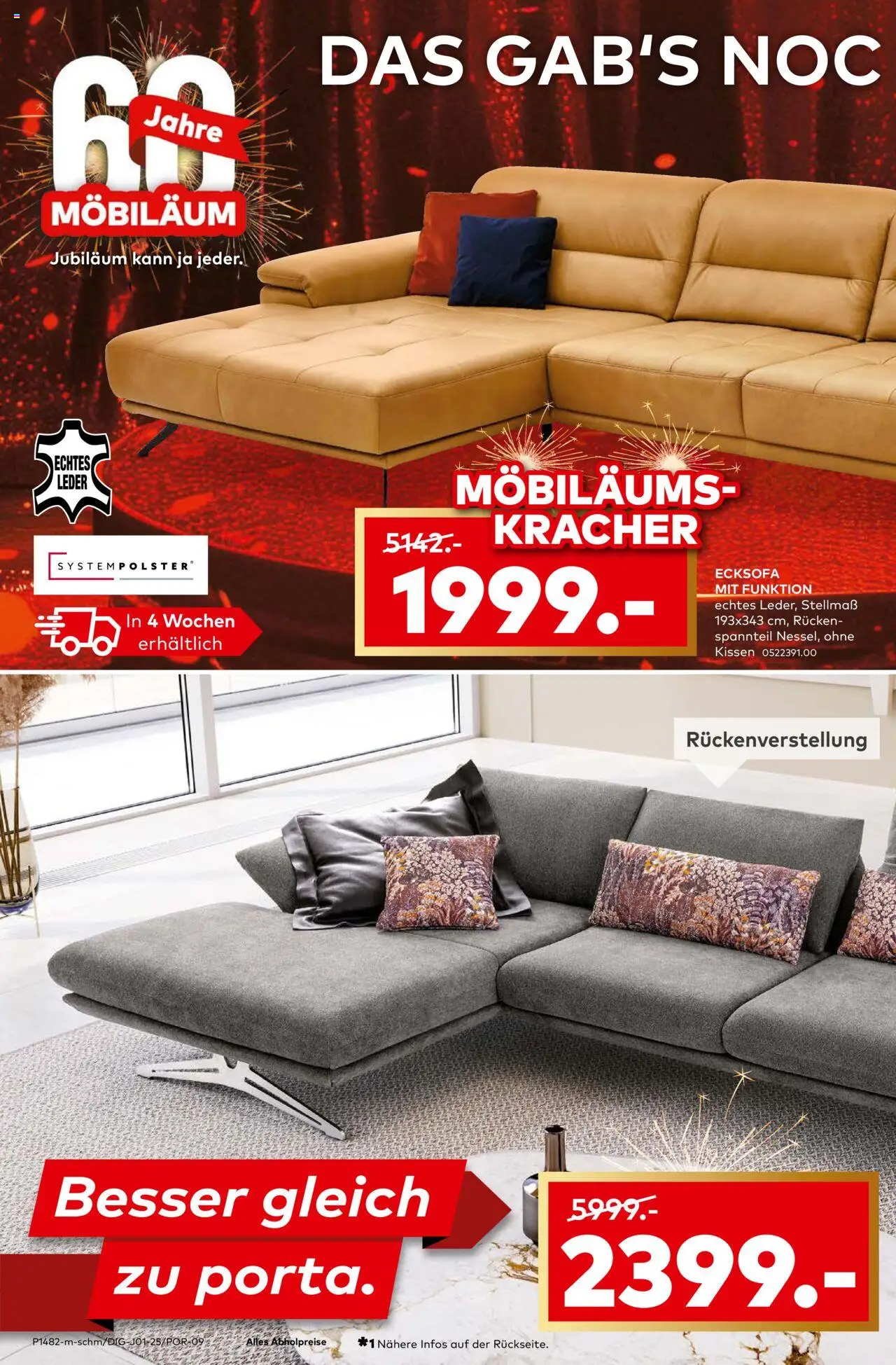 Porta! Mega Möbiläumskracher - Bielefeld – gültig ab 21.09.2025 | Seite: 4 | Produkte: Ecksofa, Kissen
