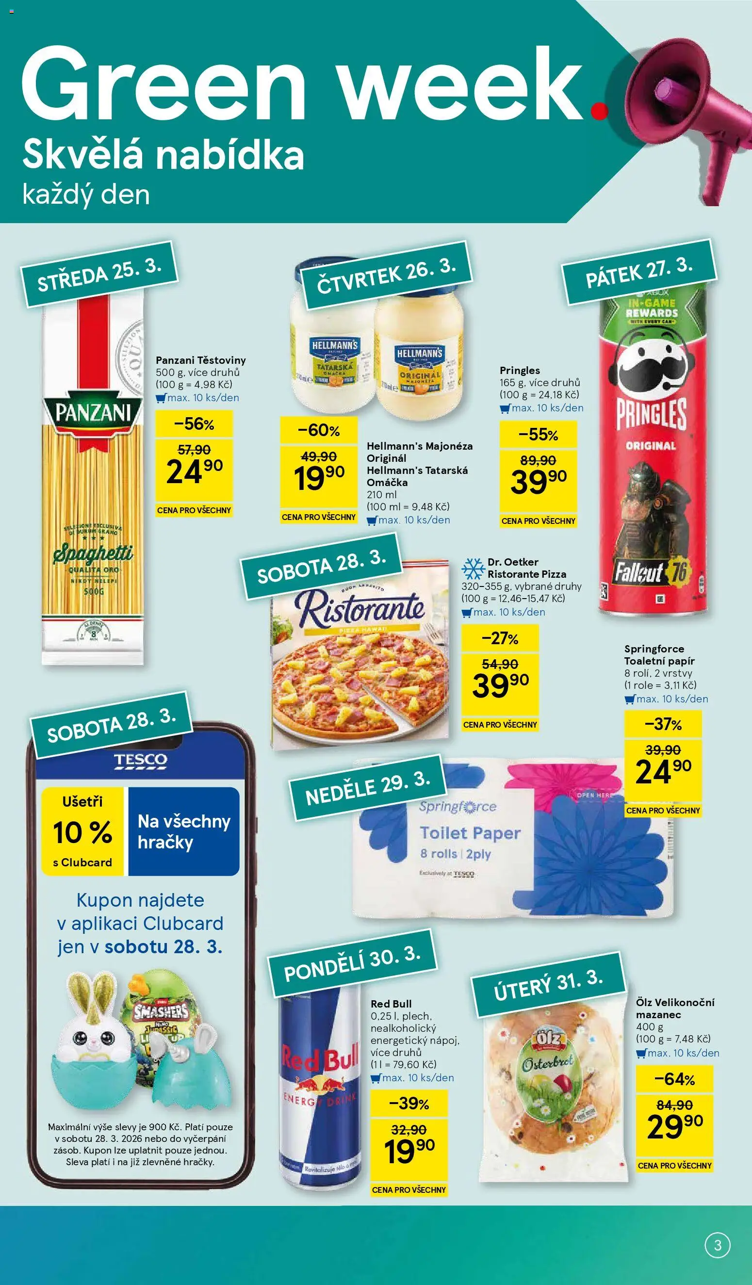 Tesco leták - Supermarket od 25.03.2026 | Strana: 3 | Produkty: Pizza Dr. Oetker, Těstoviny, Majonéza, Těstoviny Panzani