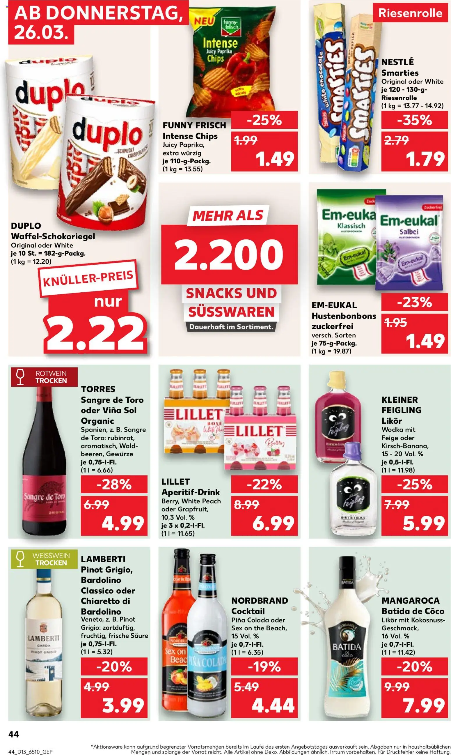 Kaufland Prospekt Köln	 – gültig ab 26.03.2026 | Seite: 44 | Produkte: Likör, Smarties, Gewürze, Chips