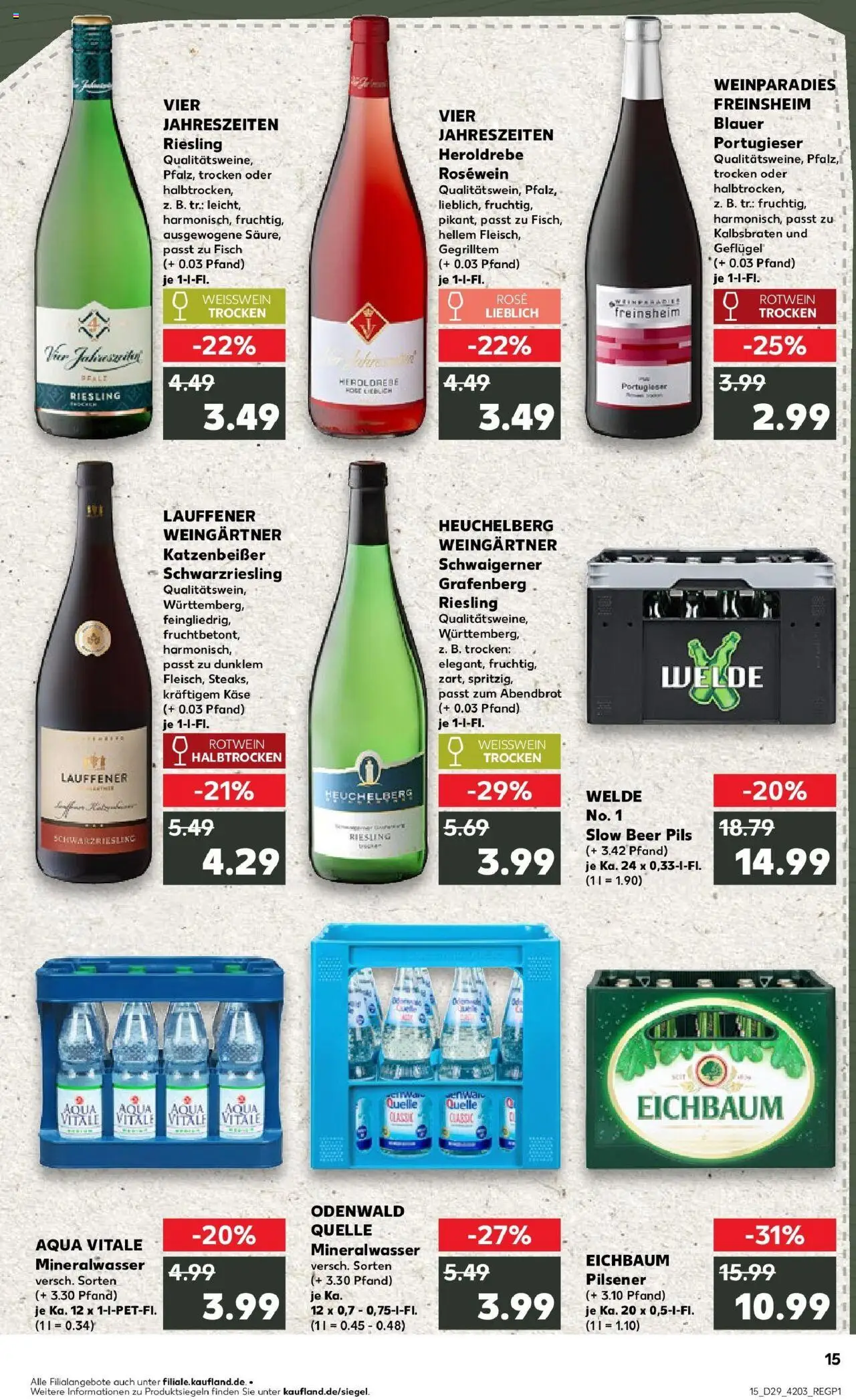 Kaufland prospekt Edingen-Neckarhausen	 - gültig ab dem 21.07.2025 | Seite: 28 | Produkte: Rotwein trocken, Weißwein halbtrocken, Mineralwasser, Fisch